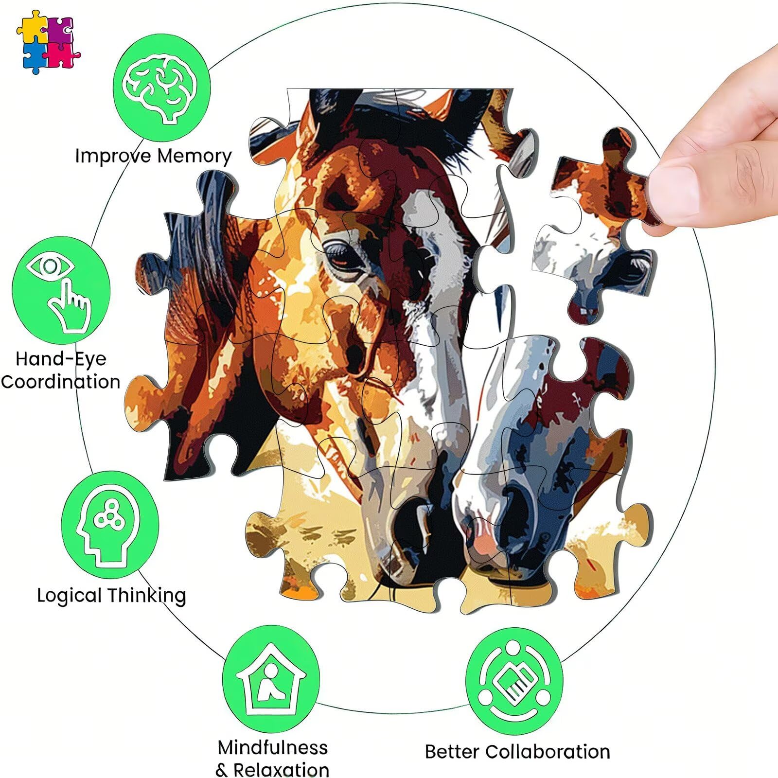 Puzzle 2000 elementów, abstrakcyjne puzzle konia 2000 elementów dorośli i dzieci, premium artystyczna łamigłówka, 99,5x70,5 cm Klasyczna gra puzzle dla dorosłych, wystrój domu, prezent dla kobiety