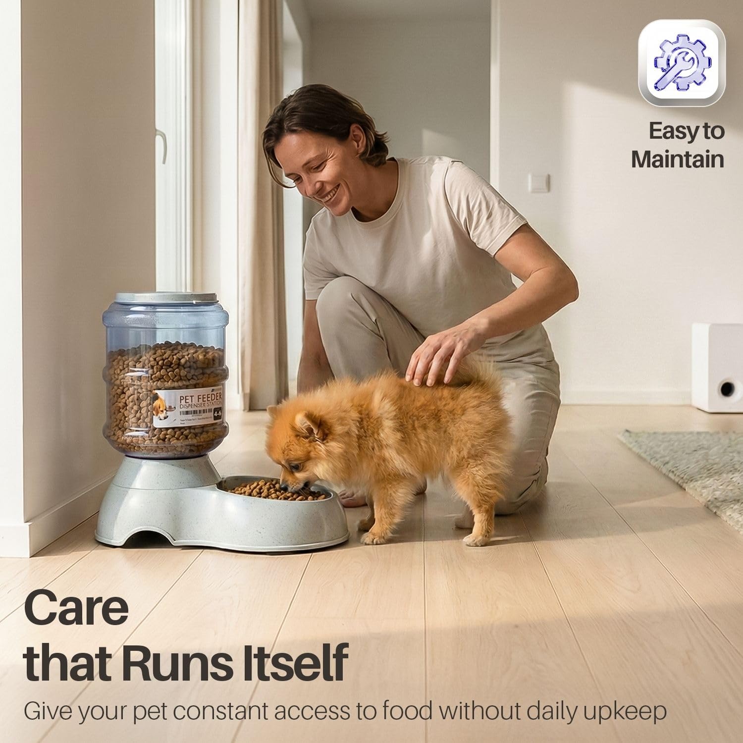 Flexzion Gravity Distributeur de Nourriture pour Animaux domestiques (Petit) pour Chiens et Chats - Distributeur Automatique de Nourriture sèche - Bol de Stockage de Nourriture sèche - Fournitures