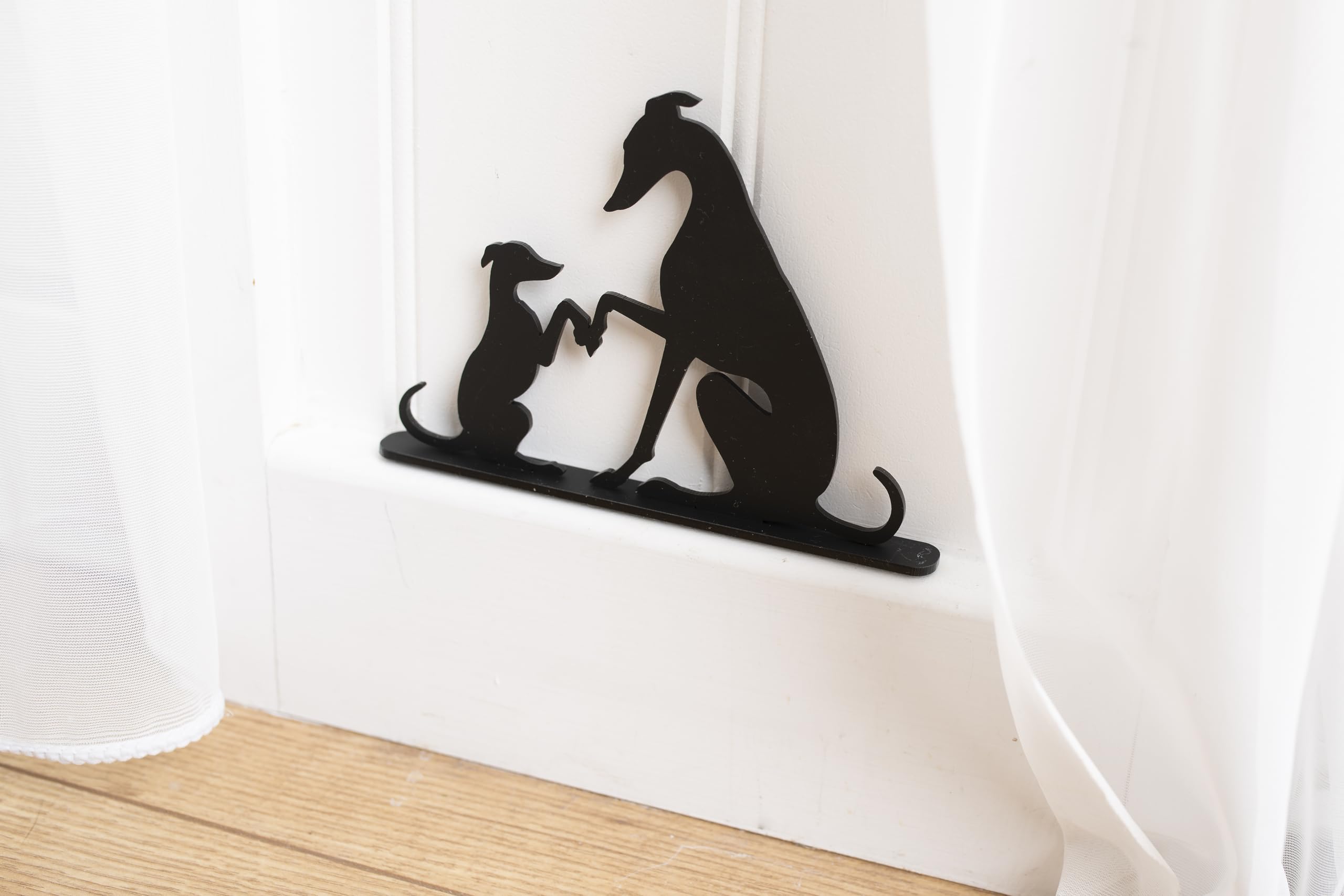 Acrylic Whippet/Greyhound Silhouette Ornaments, Adult and puppy. Whippet gift. Laser-Cut Matte black acrylic. (Adult and pup) - Image 3
