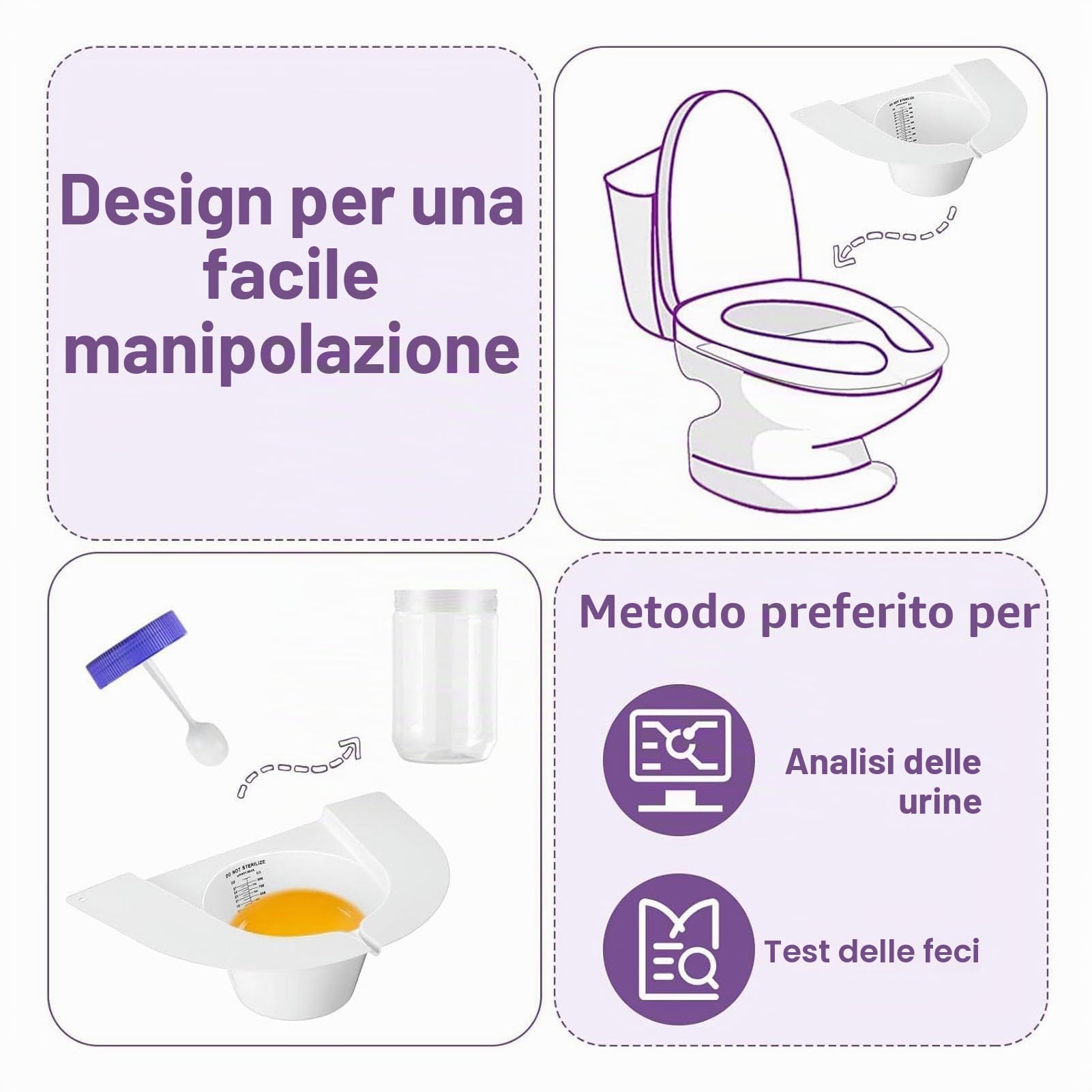 Contenitori per Raccolta Campioni da 10 Pezzi, Contenitore per la Misurazione 'urina da 27 Once 800 Ml con Beccuccio Versatore, Cappello di Raccolta 'urina Riutilizzabile