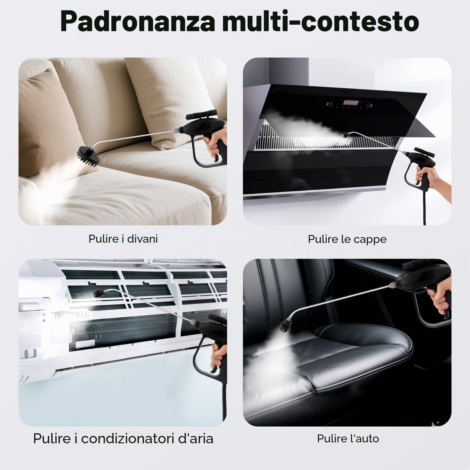 Pulitore a vapore 3000W con modalità dual fino a 130°C, dispositivo professionale ad alta temperatura per la pulizia di auto, casa, cucina, macchina per la decontaminazione