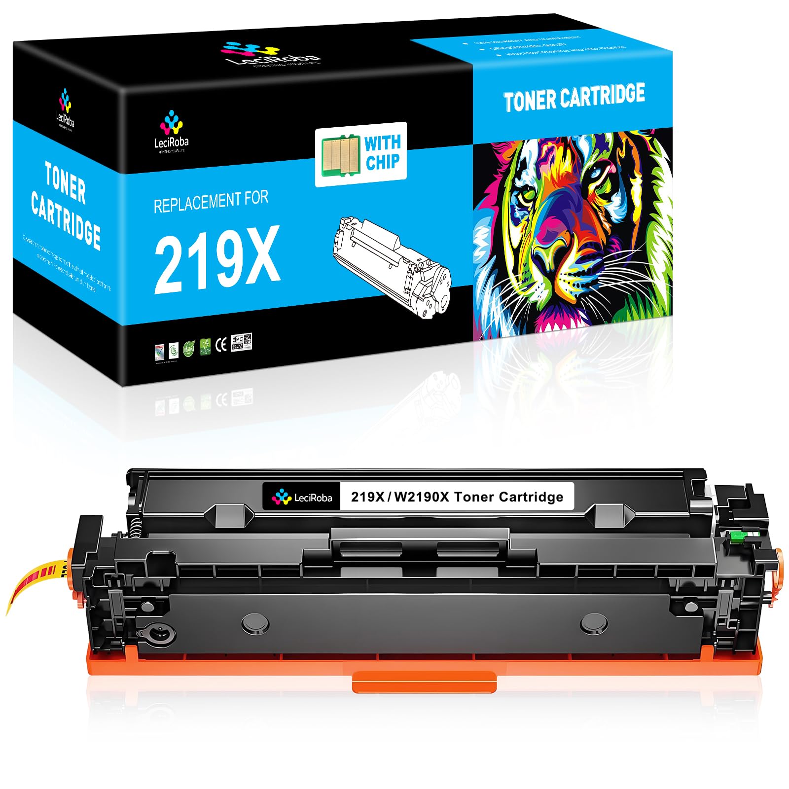 LeciRoba 219X pour Toner HP W2190X 219A W2190A pour imprimante HP Color LaserJet Pro MFP 3302FDW 3302SDW 3302FDN 3302FDNG 3302FDWG 3302SDWG Color LaserJet Pro 3202DN 3202DW (avec Puce, Lot de 1)