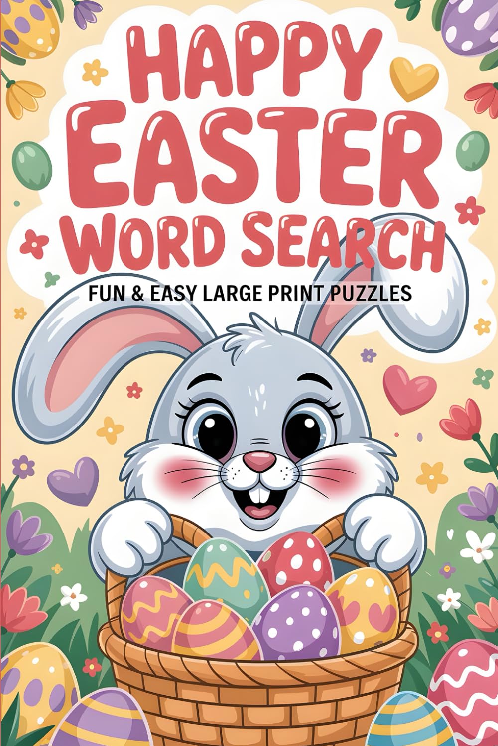 Happy Easter Word Search: Fun & Easy Large Print Puzzles for Kids, Adults, and Seniors ( Easter Basket Stuffers )