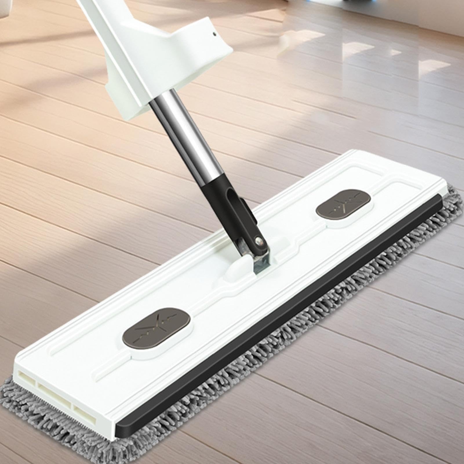 Mopa Plana de Suelo Cabezal Limpiador Giratorio 360° Mango Largo Seco o | Herramienta para Lavar Suelos con Mango Largo Mopa Atrapapolvo de Microfibra con Mango Largo para Cocina, Baño, Hog