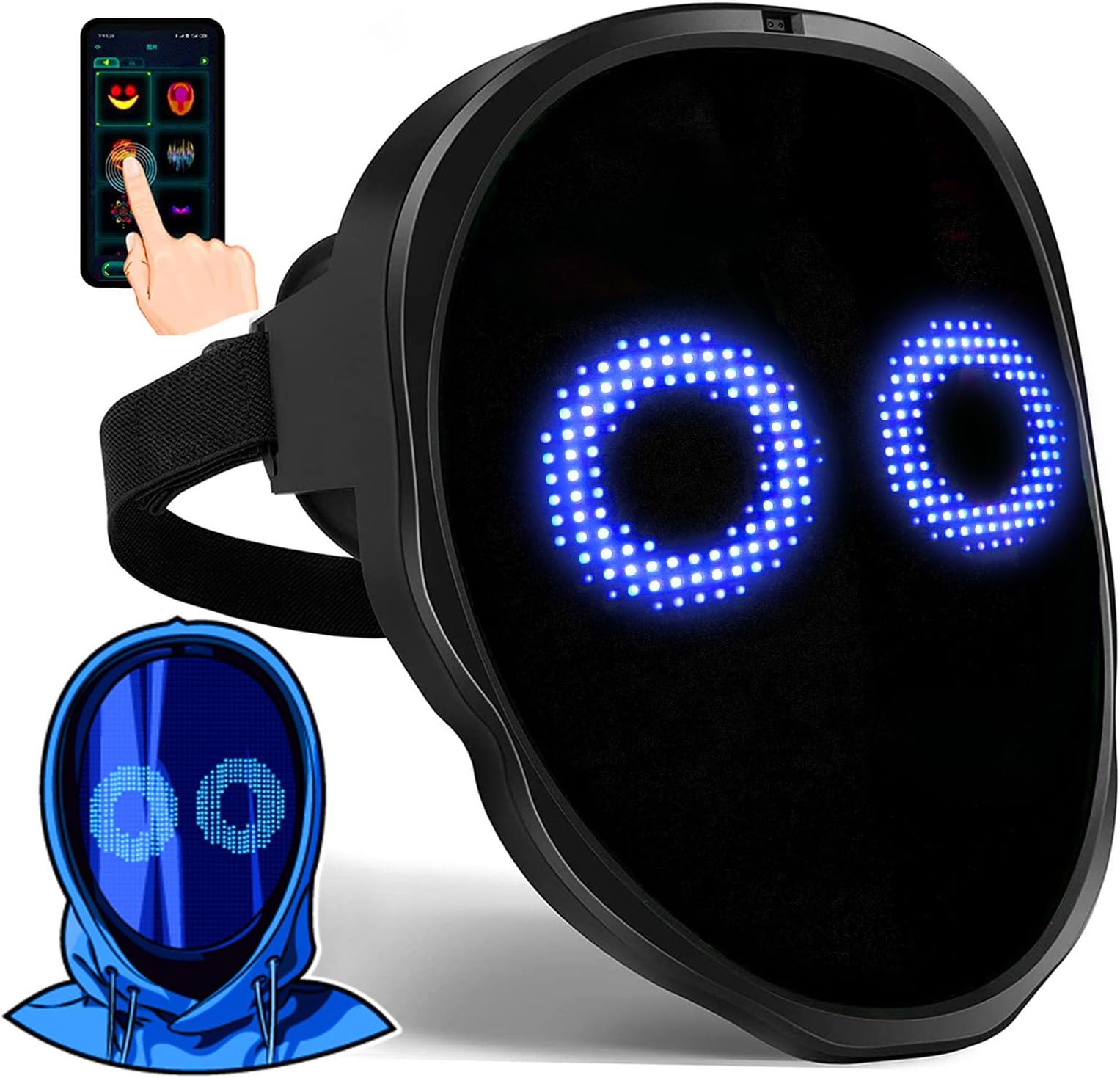 Face Transforming LED Mask with Bluetooth Programmable - LED Halloween Mask Digital Luminous Mask for Costume, 2022 Updated