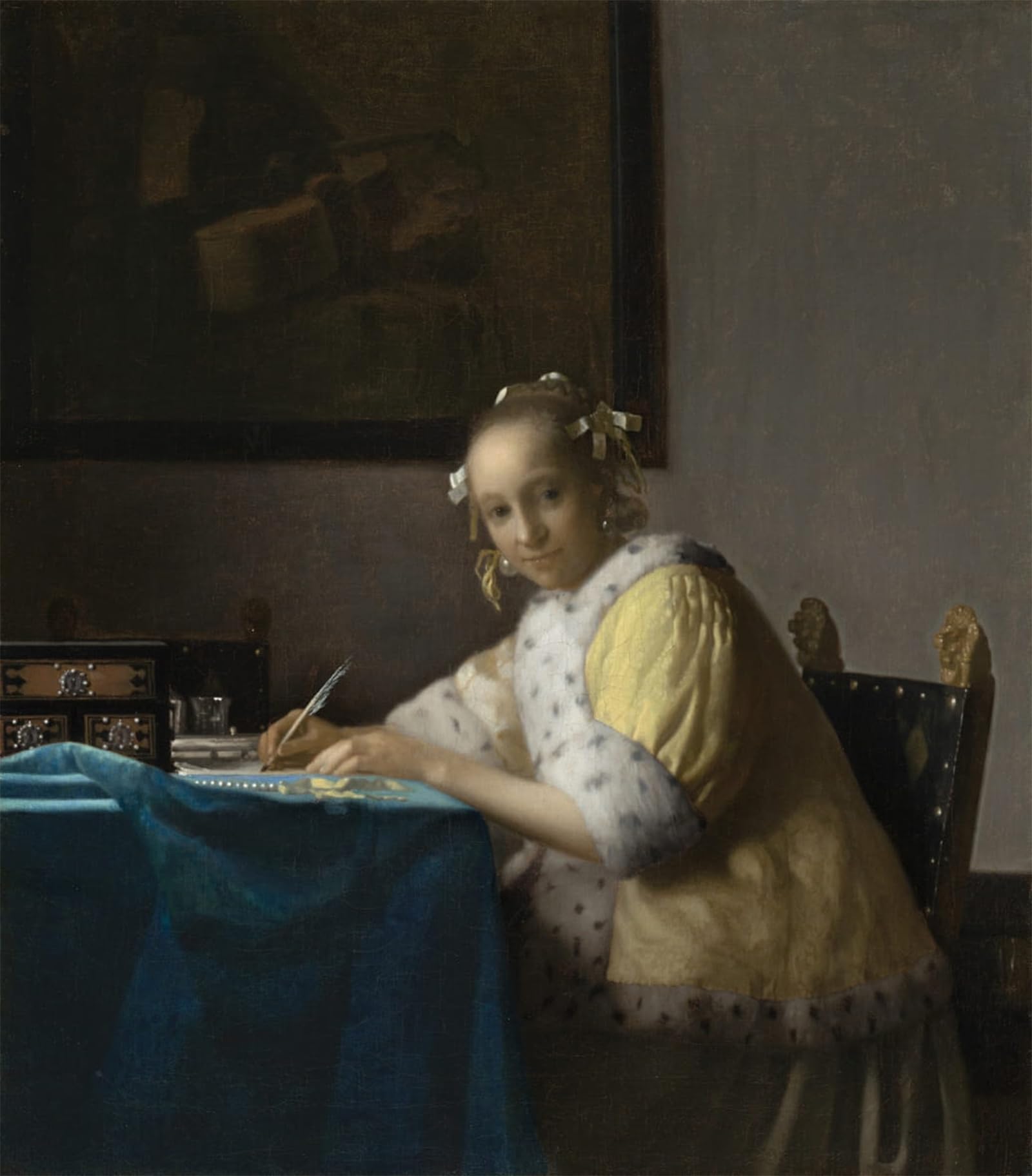 SERENDIPITP Aesthetic Poster Photo Wall Print Retro Picture a Lady Writing by Johannes Vermeer Modern Wall Artwork for Home Decor 60x90cm