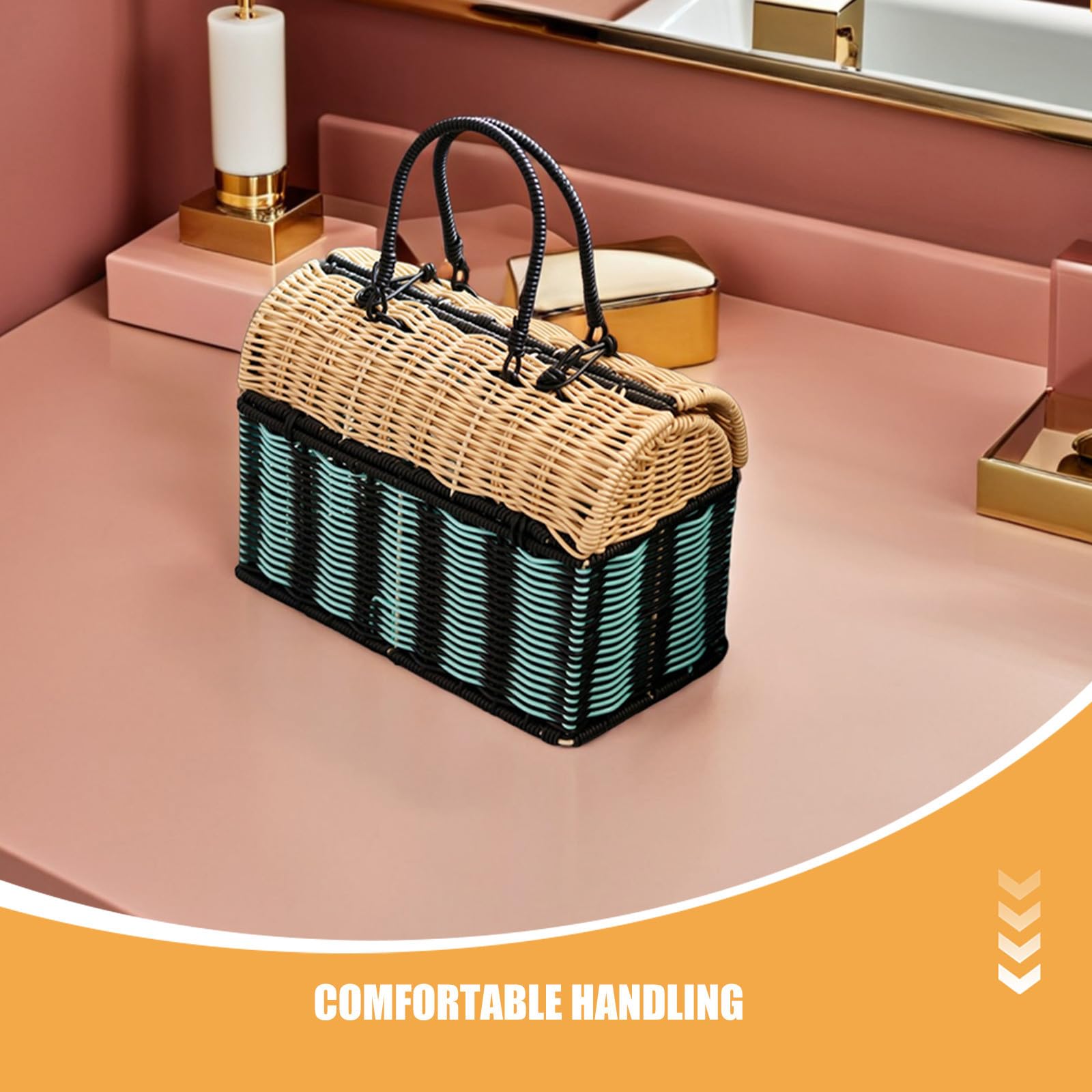 MAGICLULU Borsa Tote Intrecciata in Plastico, Borsa in Finto Rattan, Grande Capacità, Leggera, Donna, per Spiaggia e Vacanze Estive, 12,7x10,8x5,8 Pollici