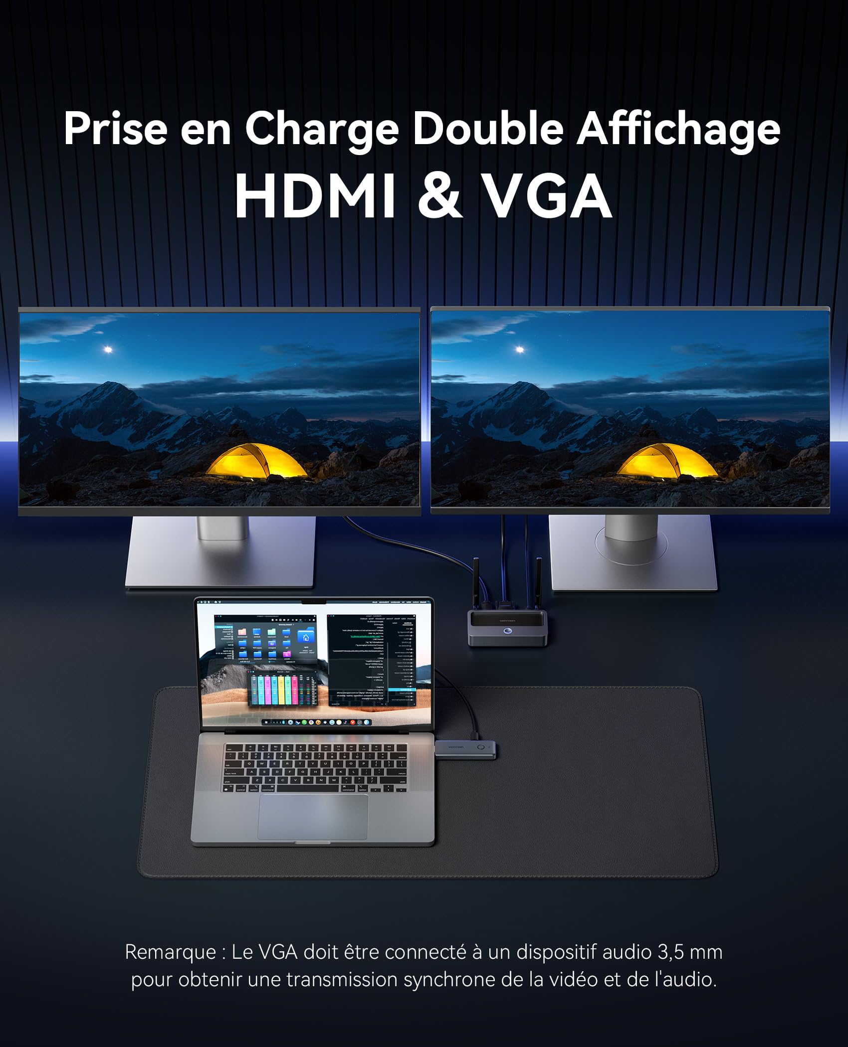 VENTION Émetteur et Récepteur HDMI sans Fil 50m, Décodage 1080P 60Hz, Kit Extendeur Video Wireless 5G, Plug & Play, Transmission Audio-Vidéo Synchrone pour PC, Laptop, TV Box, Projecteur, Moniteur