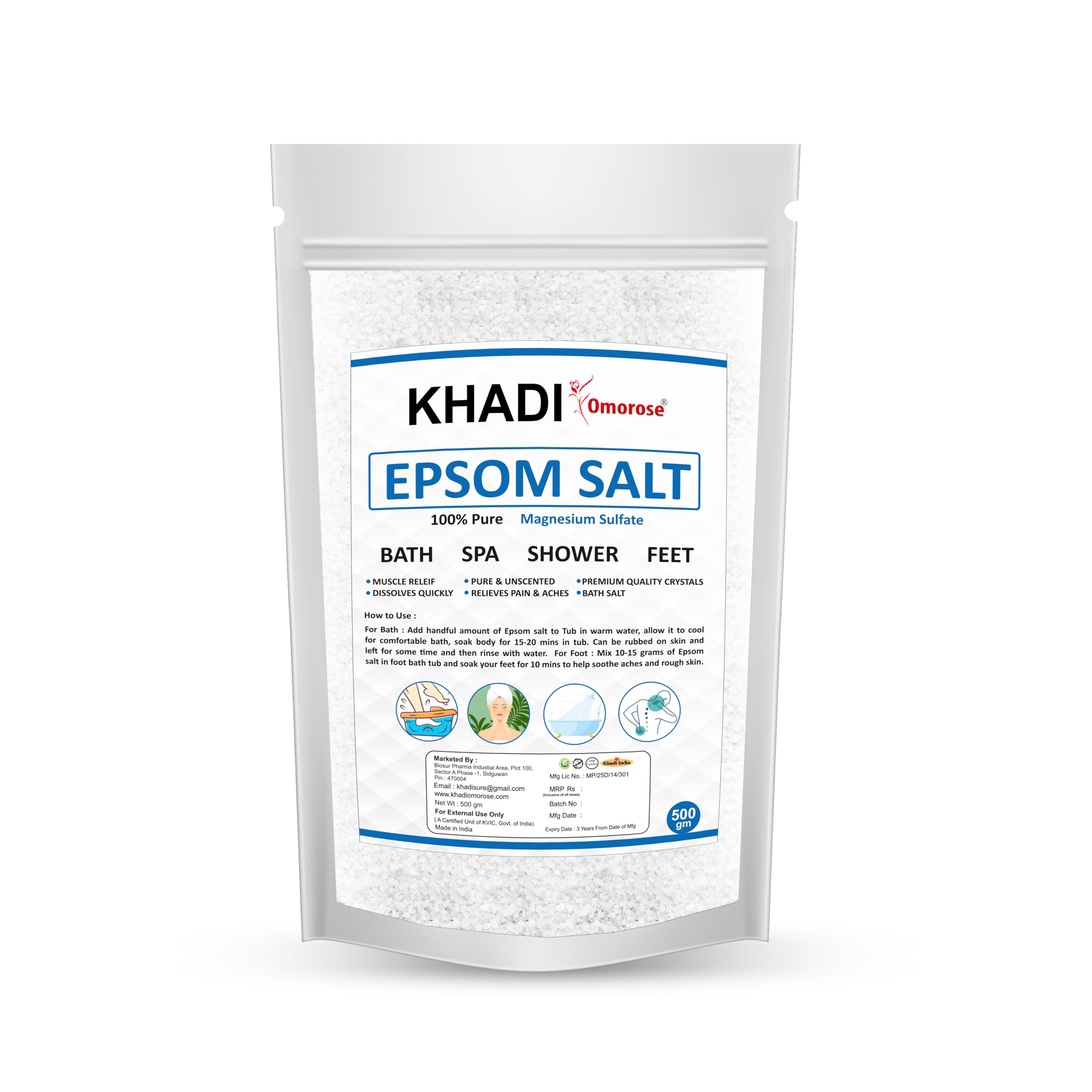 Khadi Omorose Epsom Bath Salts - Relax & Rejuvenate -2 Khadi Omorose Epsom Bath Salts - Relax & Rejuvenate -2
