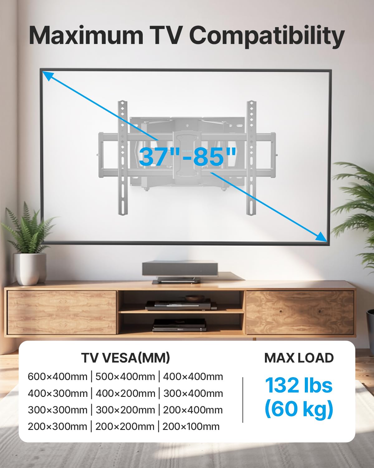 USX STAR Soporte de pared para TV de movimiento completo para televisores