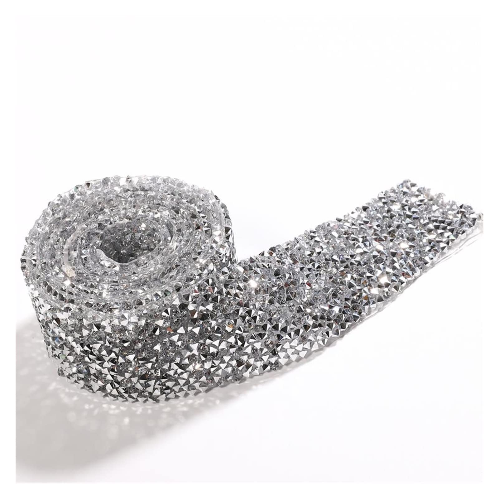 ACiyD Mehrzweck 3 Yards Nähborte Kristallmotiv Strassband Applikatorband mit Strasssteinen Aufbügelapplikationen für Kleider zum Basteln von Geschenkverpackungen (Color : 2cm Silver) (3cm Silver)