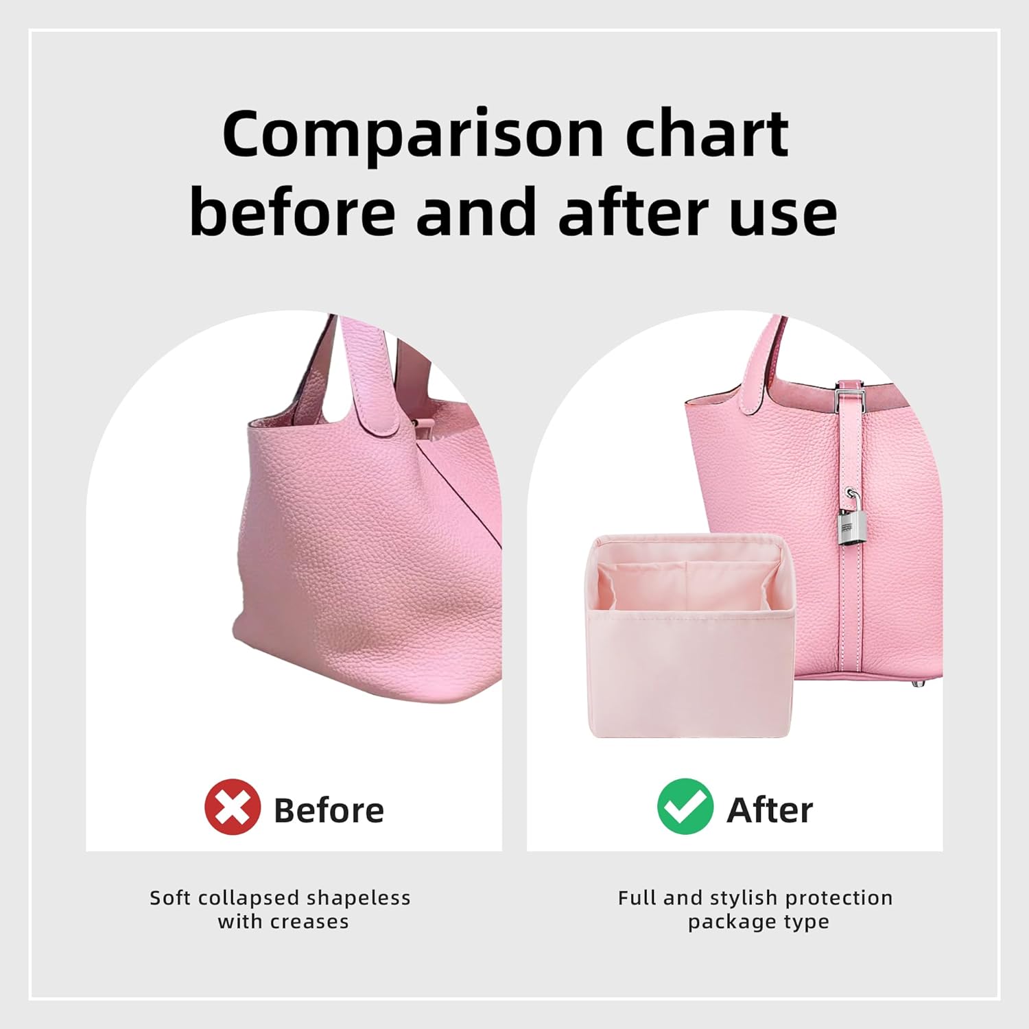 DGAZ Purse Organizer Silky Smooth For Picotin 18/22/26 Bags,Silk,Luxury Handbag Tote in Bag Shapers, Women(Pink,PC26) - Image 4