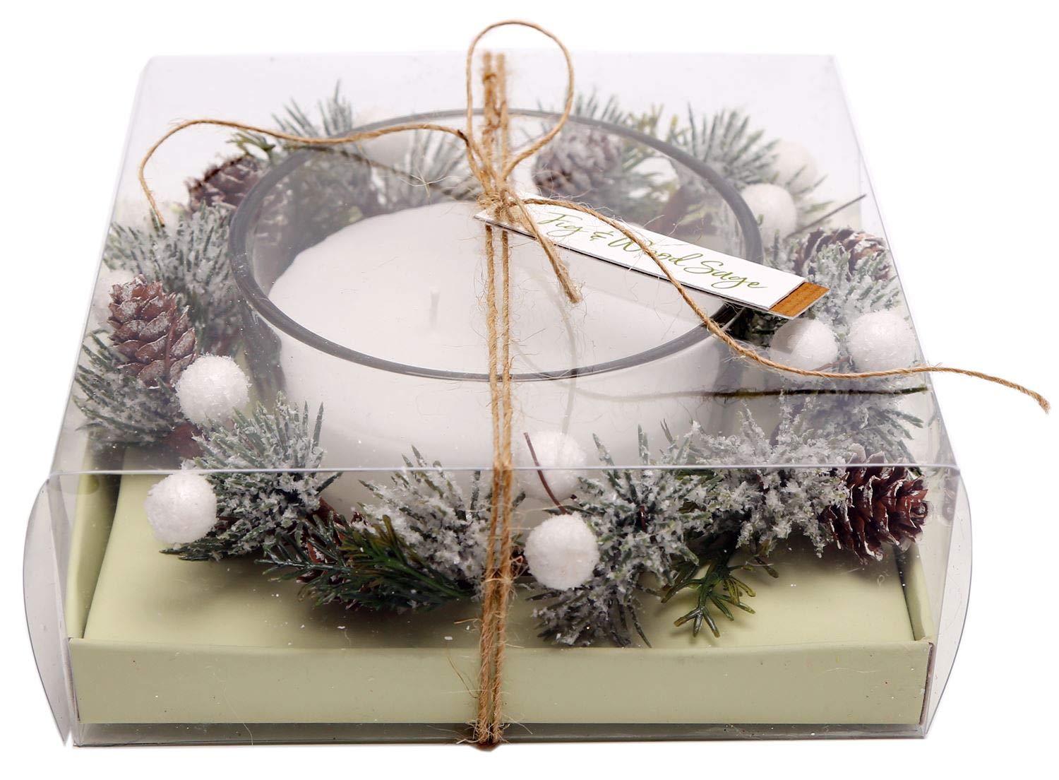 Carousel Home and Gifts Christmas Wreath Candle Pot Ornament ~ Xmas Table Centrepiece Decoration
