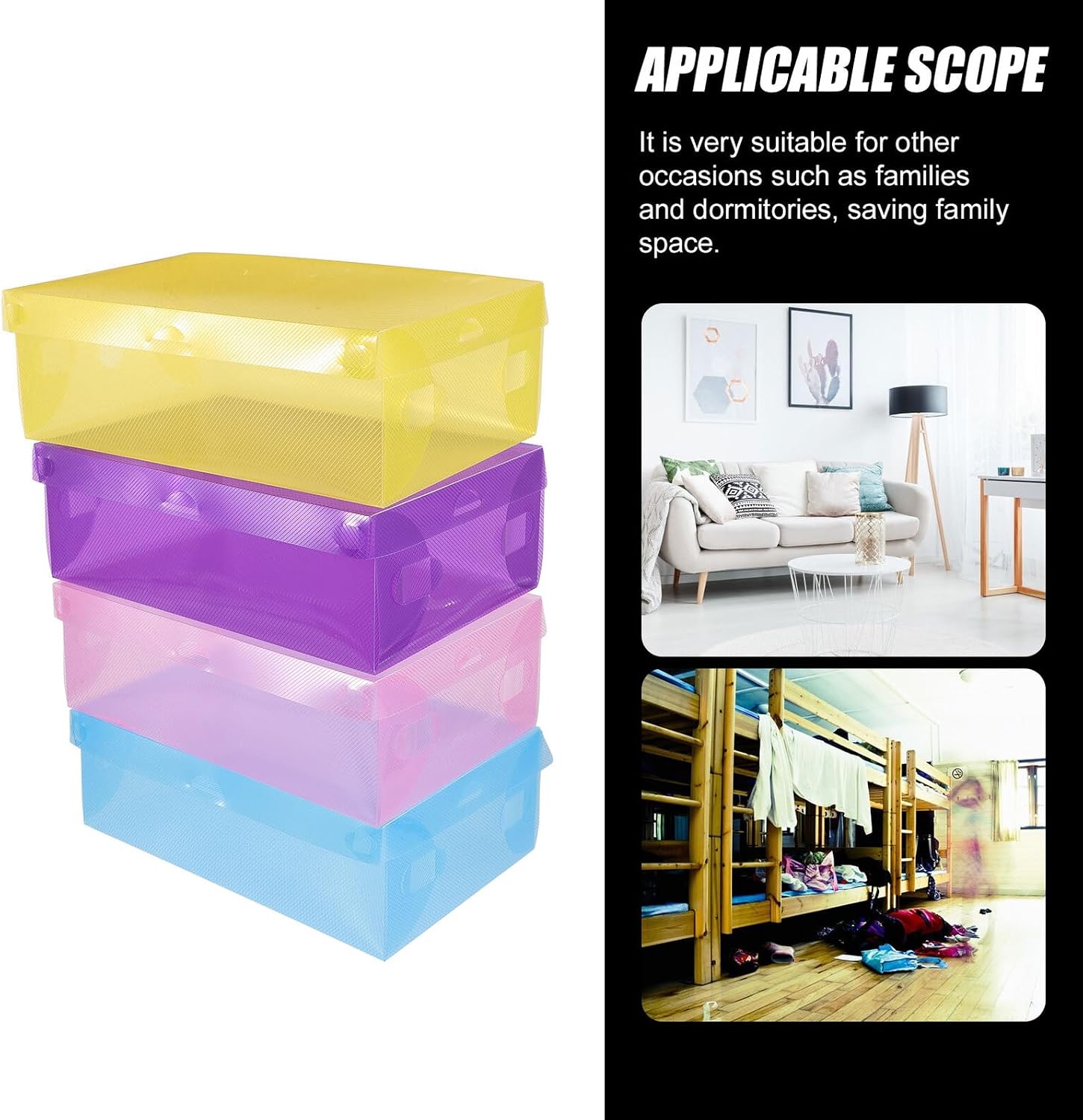 Lurrose 7Pcs Thickened Transparent Plastic Shoe Storage Boxes with Flip Covers Stackable Organizer for Men Women Multi-purpose Shoe Container for Sneakers Heels Boots and Accessories