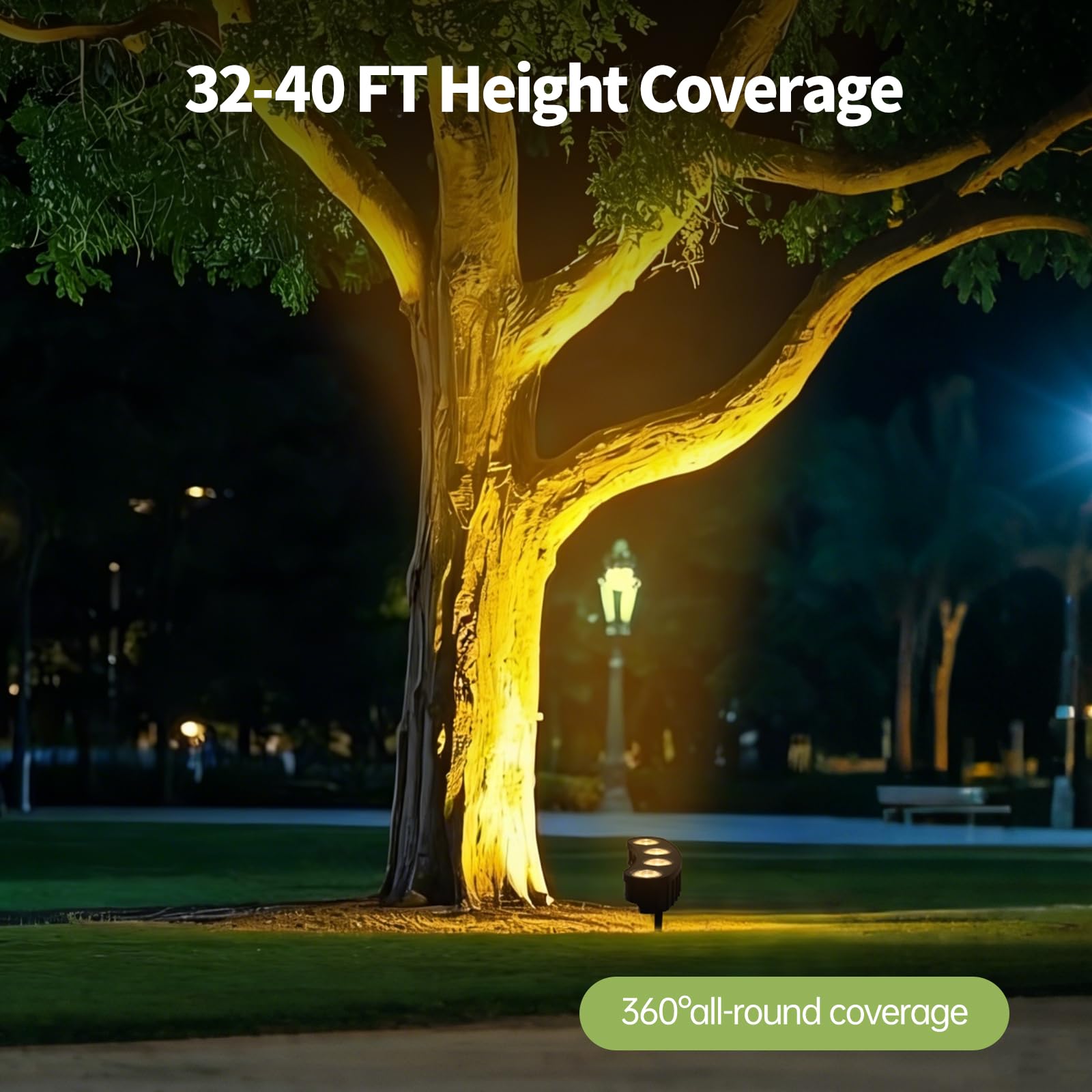 Sublume Luces solares de palmera para exteriores, 2000 mAh, luces ascendentes de paisaje brillante para árbol grande, IP65 impermeable, focos LED de instalación 2-1 con batería mejorada para jardín