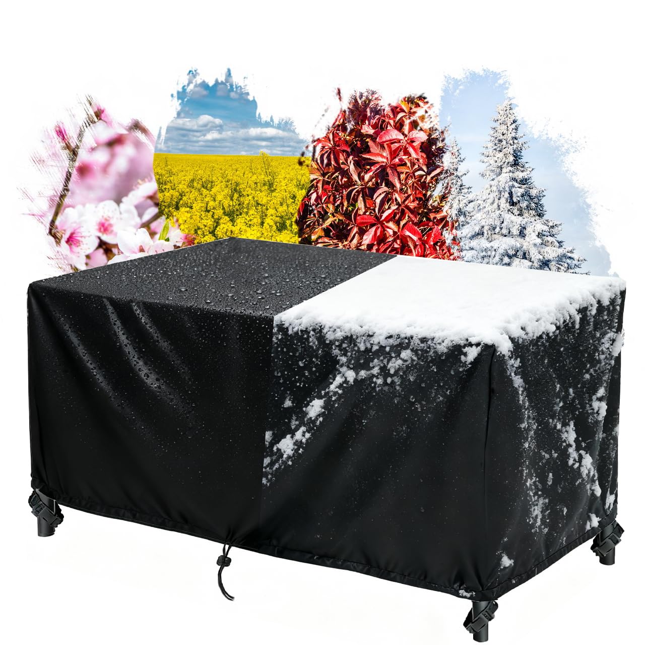 AJALGZ Garden Table Covers 180x120cm Garden Furniture Covers Heavy Duty 420D Oxford Outdoor PU Coating, Windproof, Anti UV/Tear-Resistant Cover for Garden Furniture Waterproof - 180x120x75cm/LxWxH