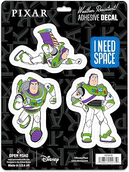 Disney Pixar Toy Story Buzz Lightyear Adhesive Vinyl Decals - Fun Set of Buzz Stickers for Car, 1 Pack 4 Count