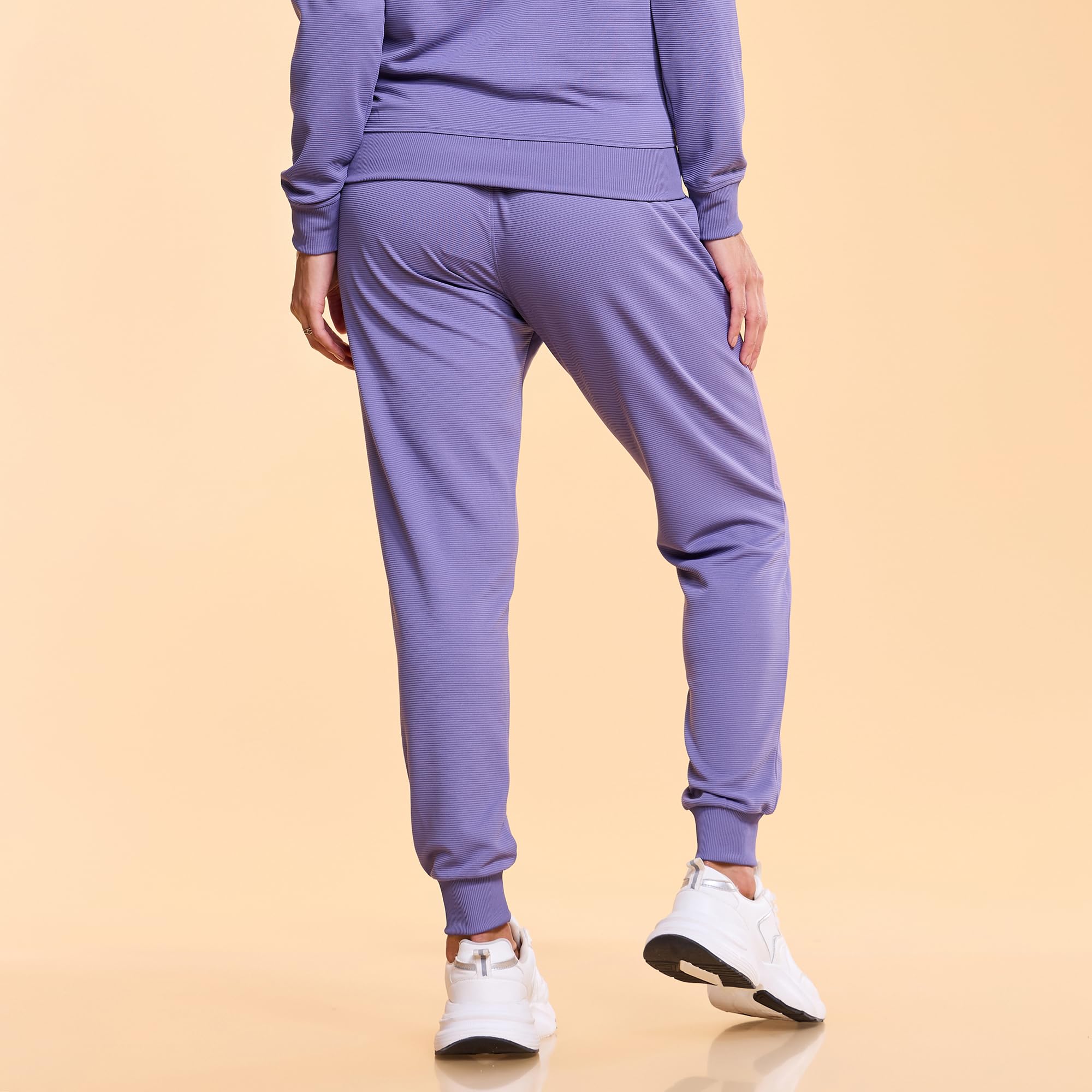 Enamor A406 Jogginghose für Damen, mittelhohe Taille, verstellbarer Kordelzug, volle Länge, entspannte Passform
