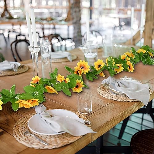 Miniatura 7 de Fielegen Guirnalda de 20 luces LED artificiales de girasol, guirnalda de girasol de 7.2 pies con luces, funciona con pilas, guirnalda de luces de