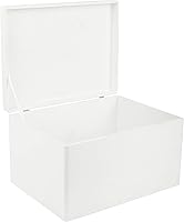 Vista 23 de Caja de almacenamiento grande de madera blanca con tapa con bisagras 30 x 20 x 14 cm (+-1.27 cm) Caja de regalo para herramientas, juguetes