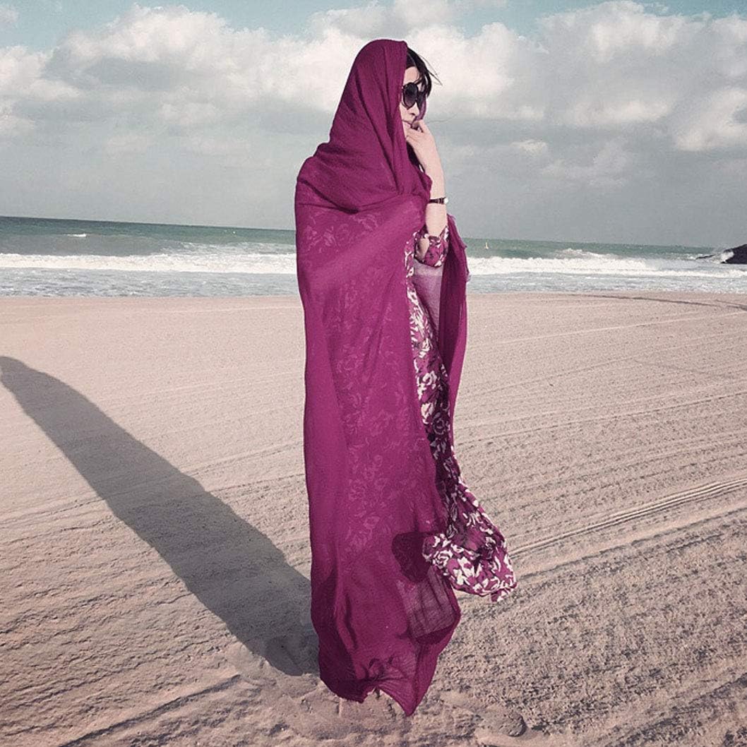 Women Summer Cotton Blend Crinkle Vintage Soft Long Scarf Linen Beach Shawl Wrap - Image 6