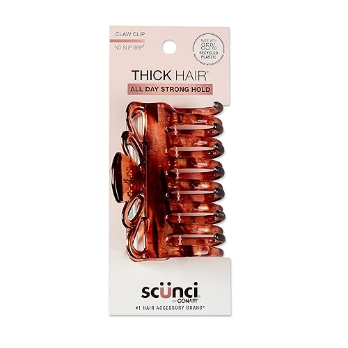 Scunci by Conair - Pinzas para cabello grueso, accesorios para el cabello para mujer, pinza de garra, color tortuga, 1 unidad
