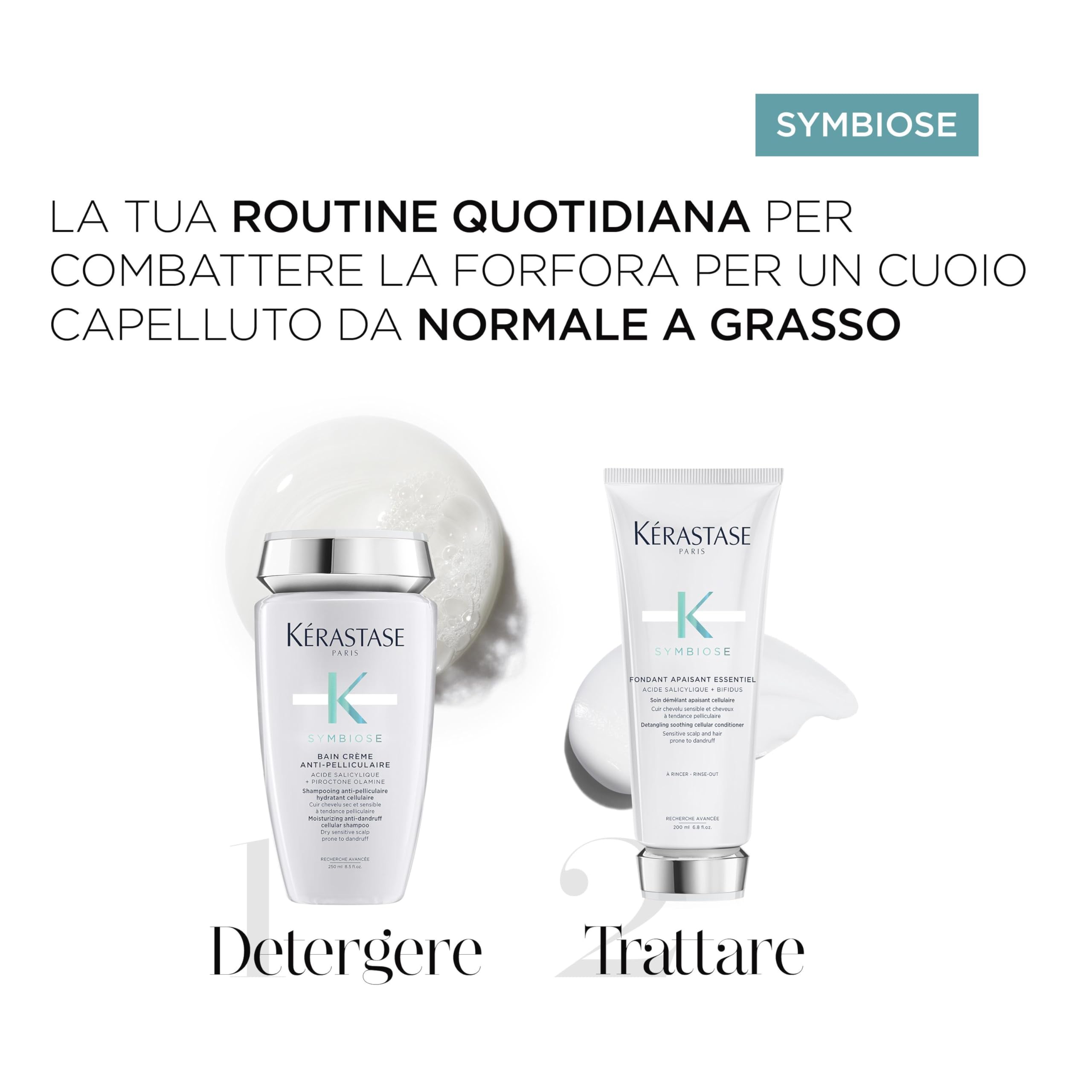 Kérastase, Symbiose, Routine Anti-forfora per Cuoio Capelluto Secco & Sensibile, Senza Solfati, Shampoo Bain Creme Anti Pelliculaire + Balsamo Apaisant Essentiel