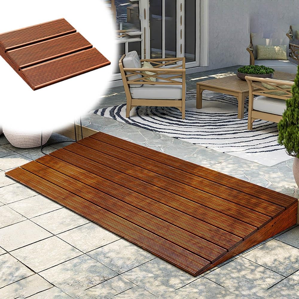 Rampa para Silla De Ruedas De Madera, Rampa De Umbral 8-20 Cm Alto Rampa De Bordillo Móvil, Rampa De Acceso Antideslizantes para Garaje, Vehículos(30 * 30 * 8cm/12 * 12 * 3.1in)