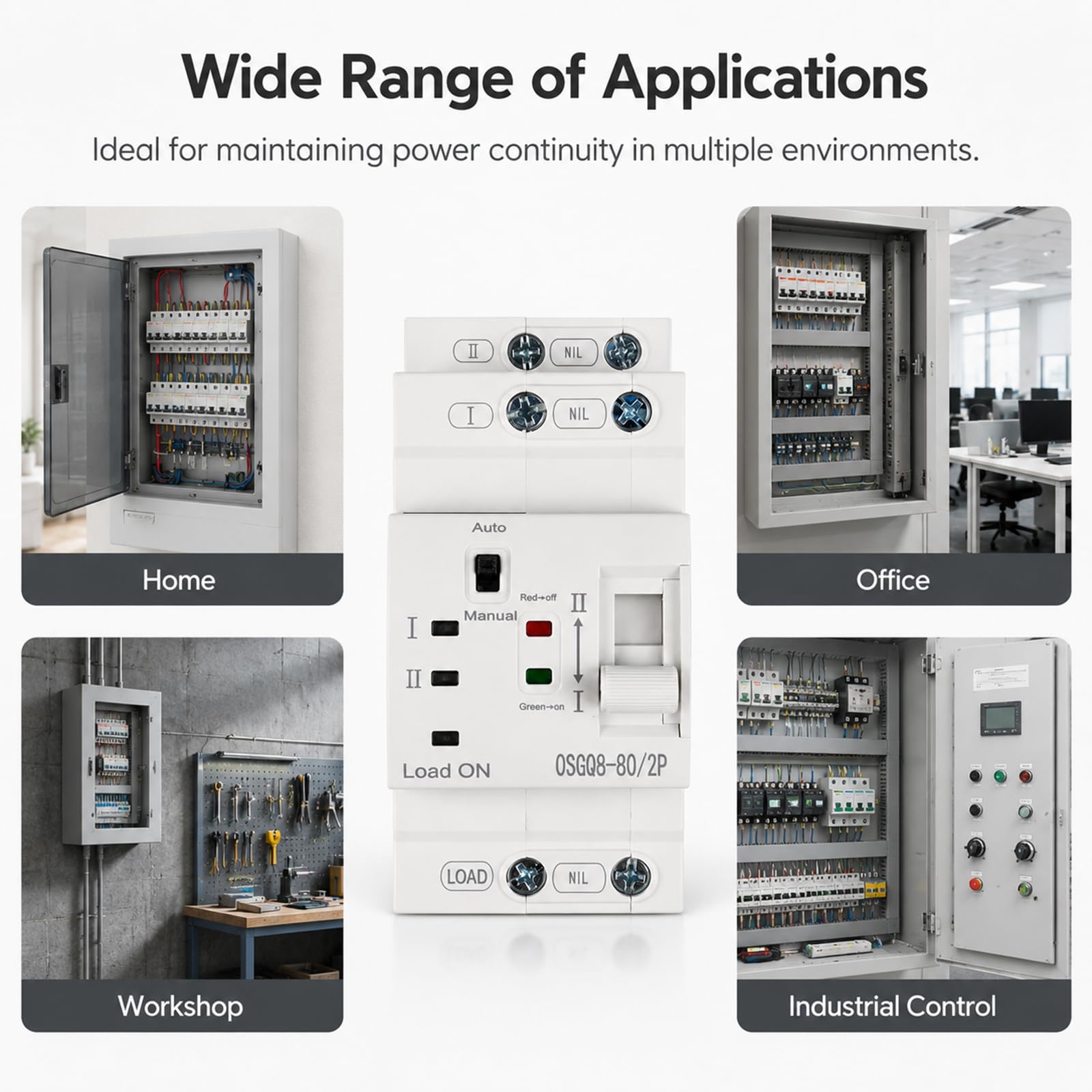 Interruttore di trasferimento automatico 2P 63A 220V su guida DIN ATS, commutatore elettrico Dual Power, interruttore di trasferimento automatico, interruttore di alimentazione di emergenza con alta