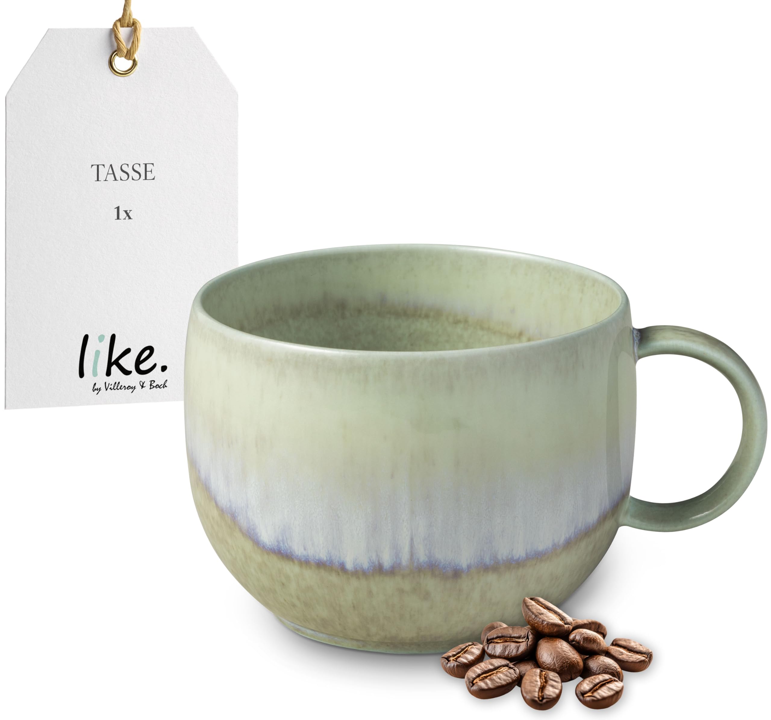 Villeroy & Boch – Perlemor Alga Coffee Cup, 190 ml, Premium Porcelain Cup for Coffee and Tea, Dishwasher-Safe, Microwave-Safe, Green