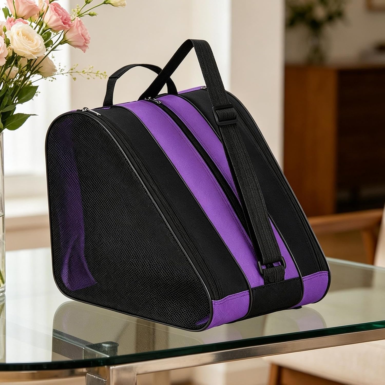 Ice Skate Bag Triangle Adjustable Strap Breathable Mesh | Figure Skating Bag for Kids Adult Beginners Professionals, Training Venues Daily Practice Competition