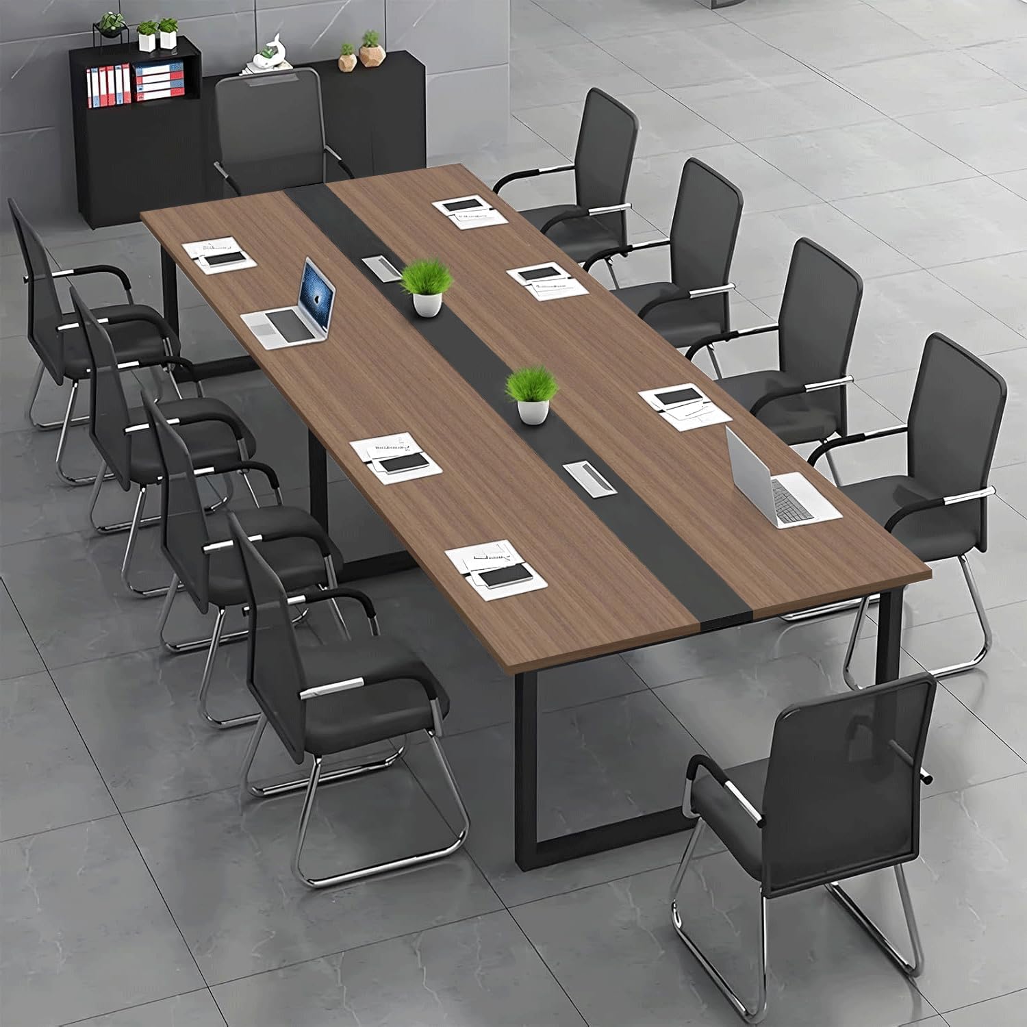Lar - Tavolo da conferenza per ufficio e sala riunioni, scrivania per 6-20 persone con cavo di montaggio, facile da montare, perfetto per uso professionale e collaborativo