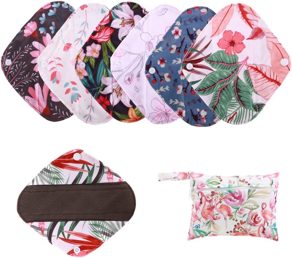 Reusable Waterproof Bamboo Charcoal Menstrual Pads Sets-Panty Liner Regular Flow Heavy Flow (pinjie, s)