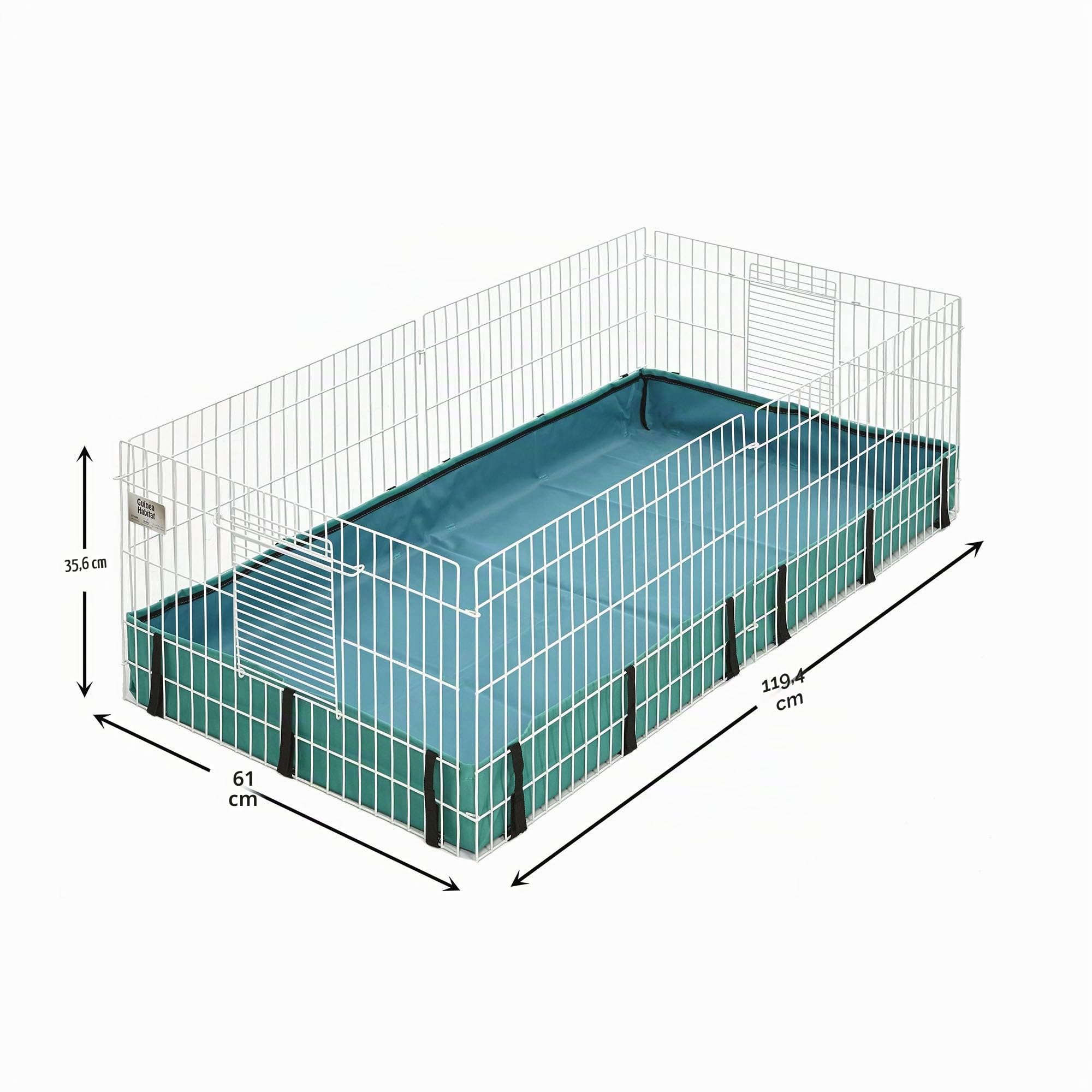 MidWest Homes for Pets Guinea Habitat 171GH - Jaula para cobayas, base de lona de PVC lavable, lados seguros, montaje sin herramientas, jaula ampliable para animales pequeños