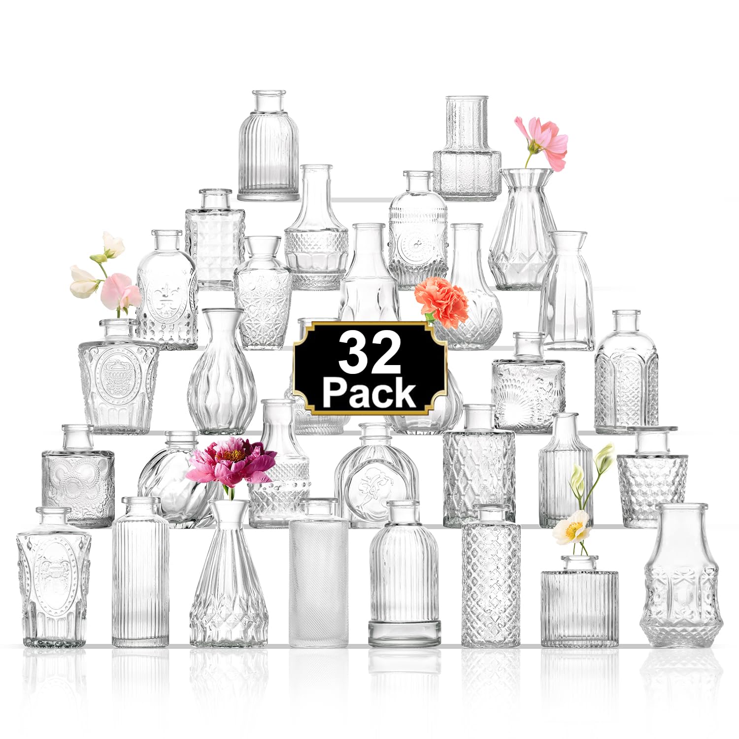 Amazon.com: ROLLSCERAY Bud Vases in Bulk 32, Clear Glass Bud Vases