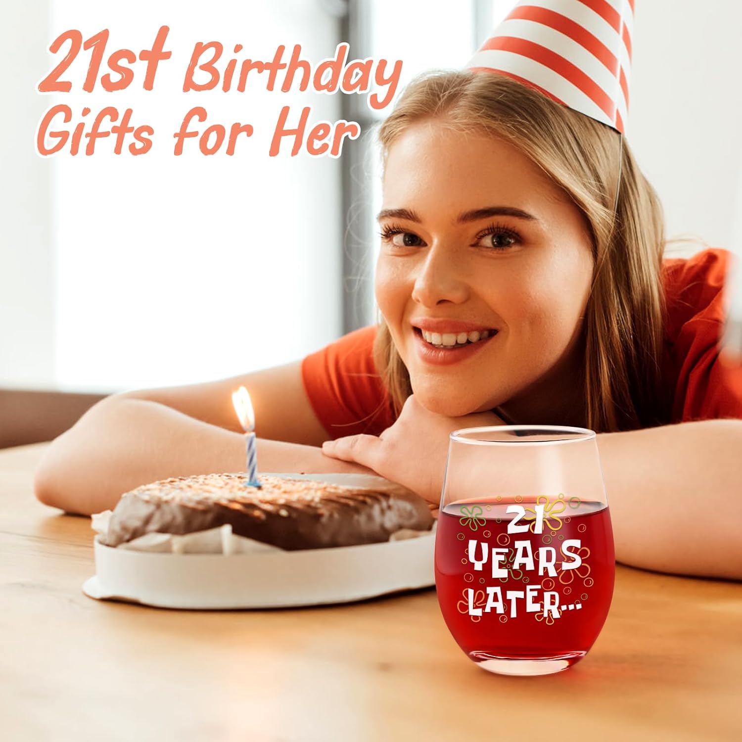 Futtumy 21st Birthday Gifts for Her, 21 Years Later Wine Glass, 21 Year Old Birthday Gifts for Her, Best 21st Birthdays Gift for Women Female Girl Daughter Sister Friend - Image 3