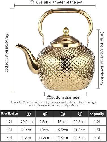 Miniatura 7 de Tetera de acero inoxidable para estufa cuello de cisne textura de martillo hervidor de ebullición con colador de té cocina de inducción infusor de