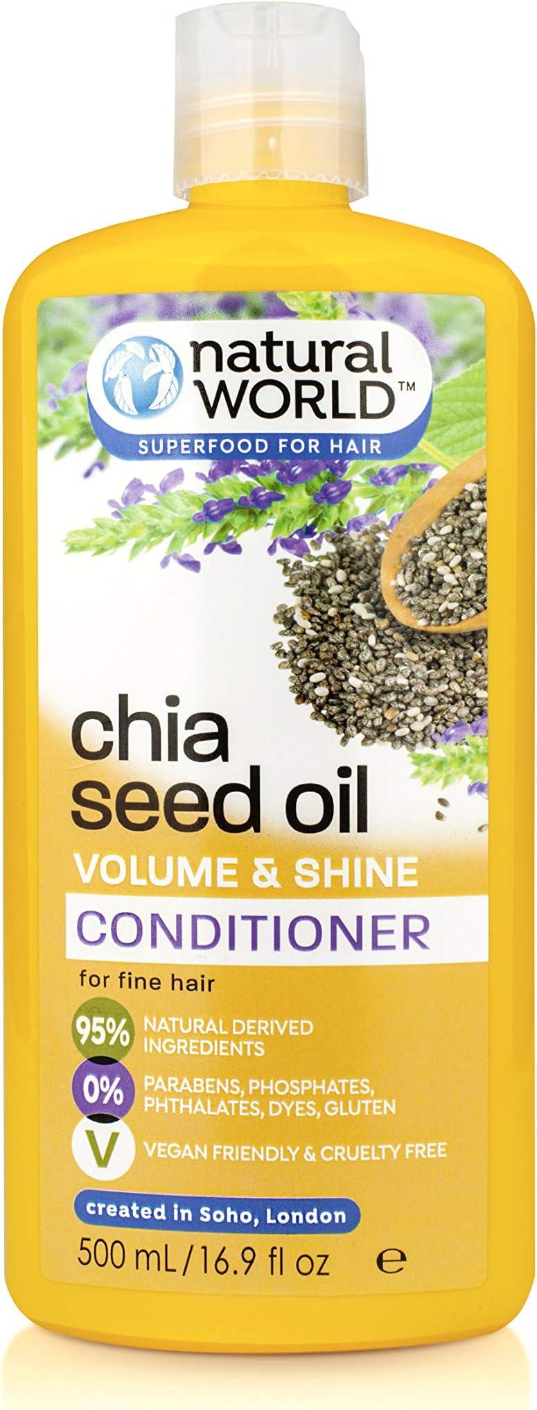 Natural World Chia Seed Oil Volume & Shine Conditioner, 500 ml