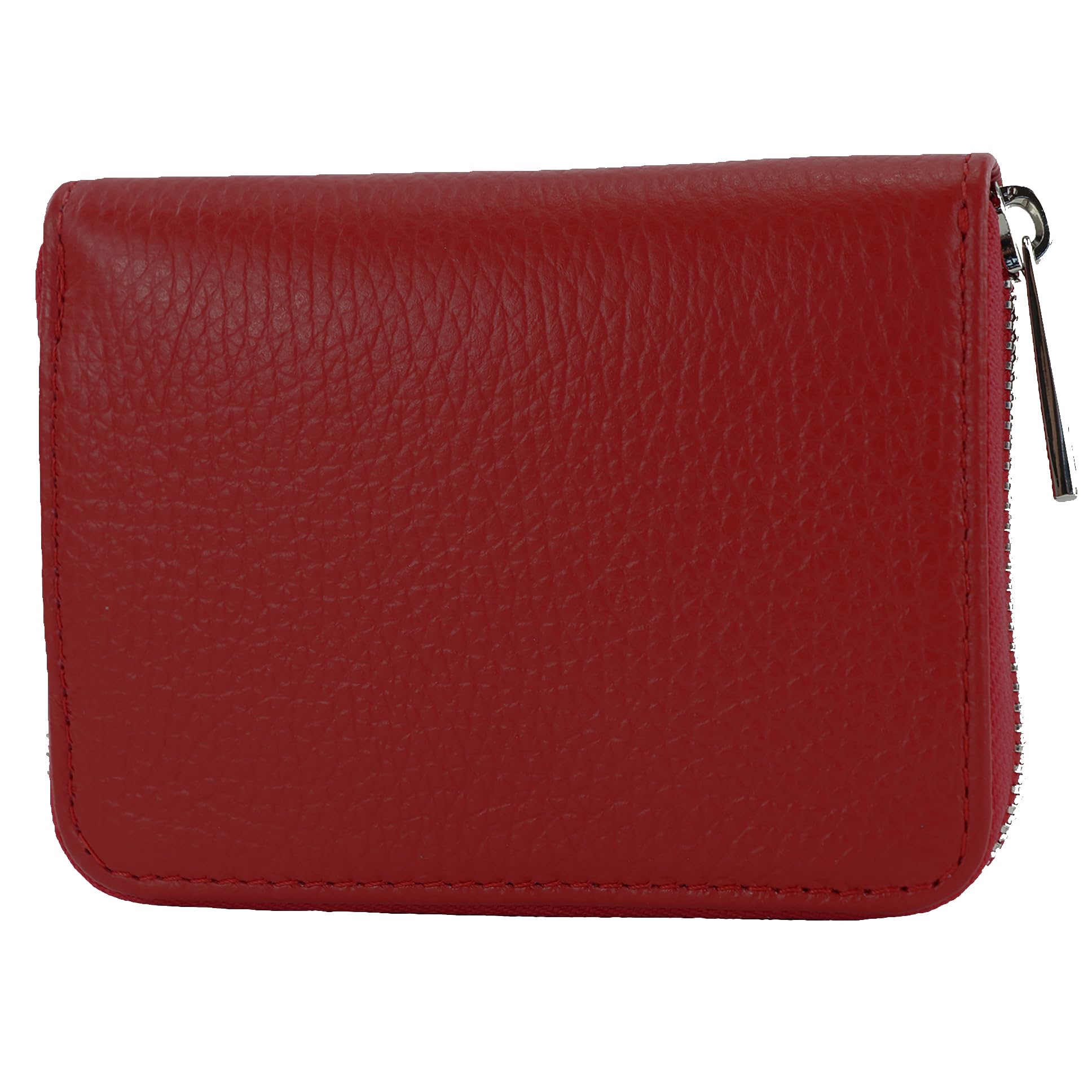modamoda deP04 Italian Women's Wallet Real Leather Short Ruby Red