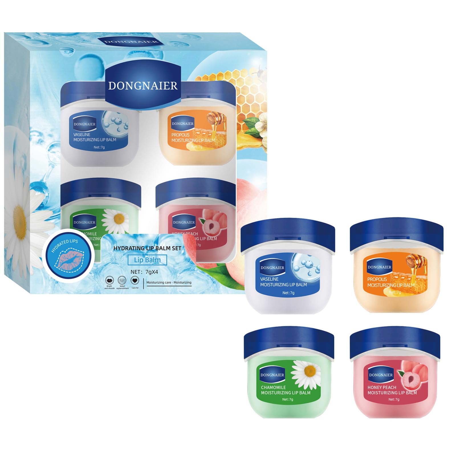 Lip Balm Set, 4PCS Lip Mask Lip Care Multipack Gift Set, Moisturizing Soothing Hydrating Lip Repair Moisturizer Set