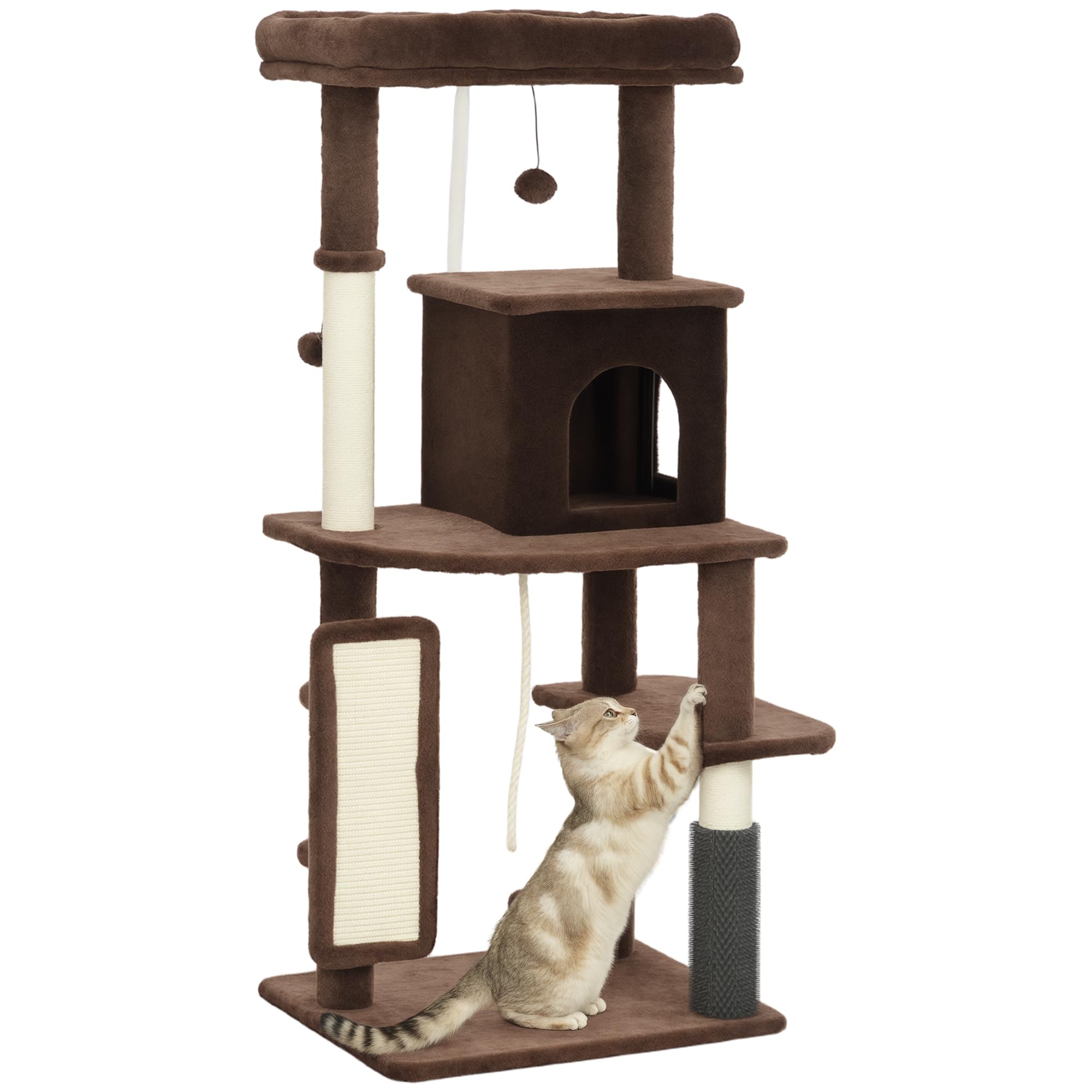 PawHut Arbre à griffer 132 cm avec Plateformes Marron