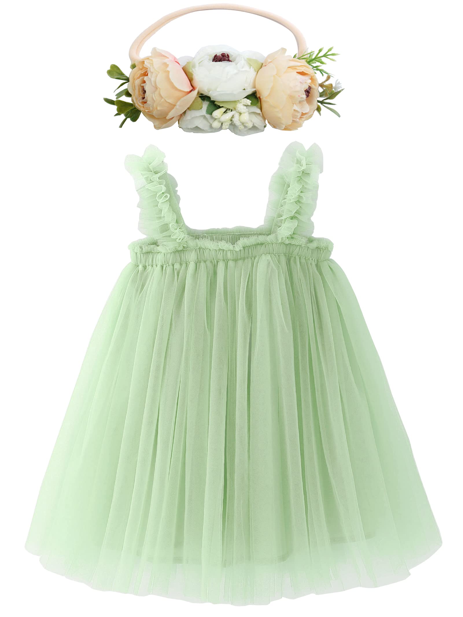 BGFKS Layered Tulle Tutu Dress for Toddler Girls,Baby Girl Rainbow Tutu Princess Skirt Set with Flower Headband.