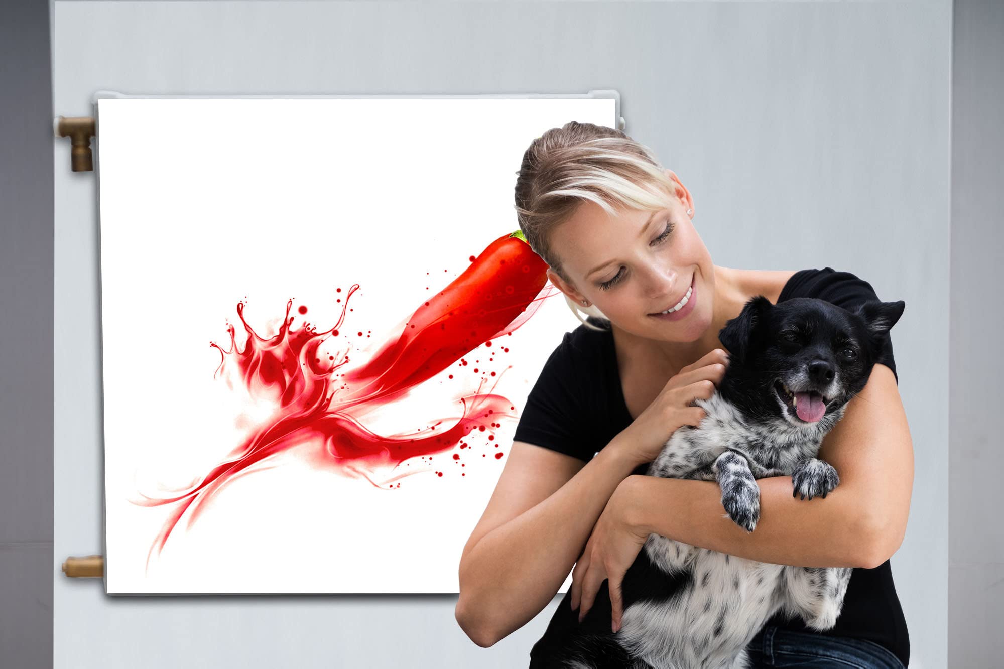 Magnet Heizkörperverkleidung Heizkörperabdeckung Rot Chili 80x60 cm Heizung Abdeckung Verkleidung Magnetische Abdeckmatte Kühlschrank aus Einem Flexiblen Magneten Digitaler Aufdruck