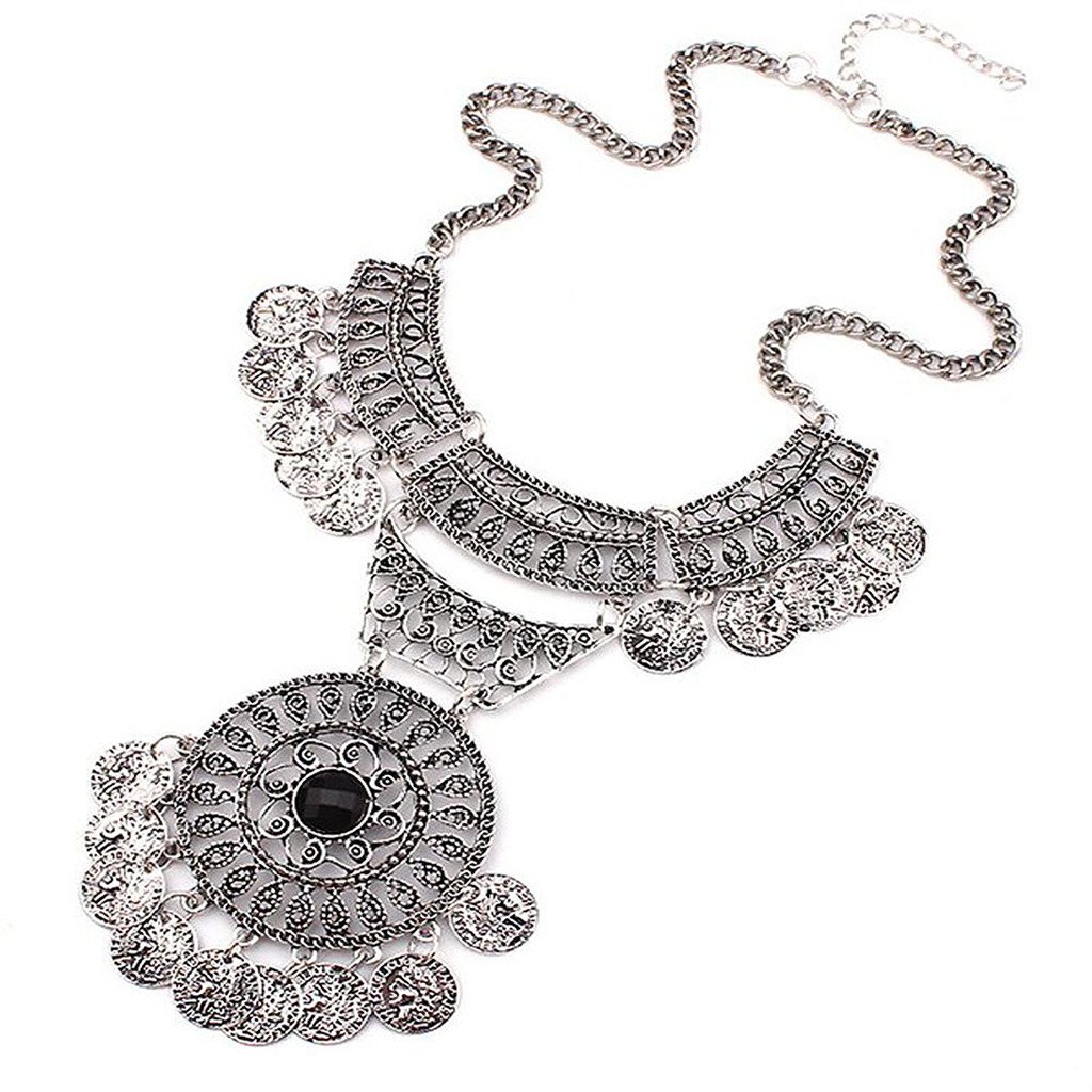 Peora Indian Jewelry Ethnic Oxidized Silver Metal Antique Turkish Coin Statement Necklace for Women Girls (B07BK5YYTB) Amazon Price History, Amazon Price Tracker