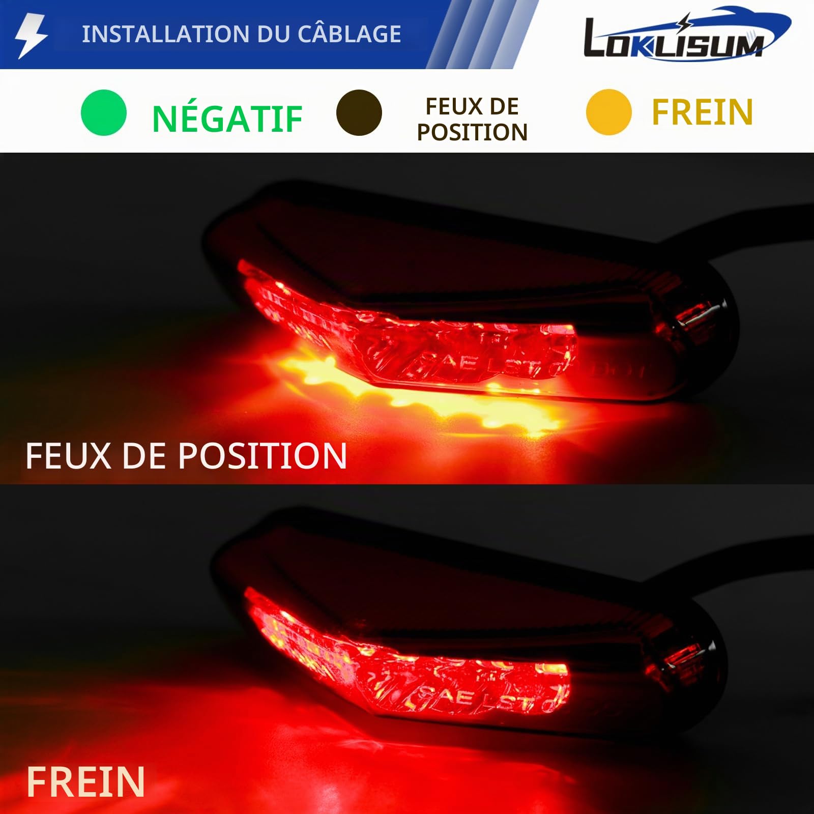 Mini Feu Arrière de Frein de Moto, 12V 9LED E-Approved Arrêt de Moto en Cours D'exécution Feu Arrière Universel pour Motos ATV Dirt Bike Scooter.
