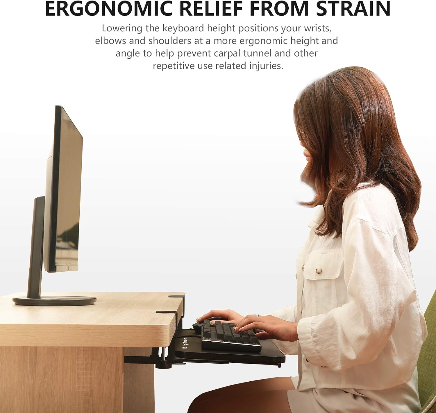 BigTron Clamp Keyboard Tray [26” x 10”] Ergonomic Sliding Under Desk Keyboard and Mouse Platform, Retractable Undermount Drawer, Easy to Assemble with No Tools or Screws Needed (Black)