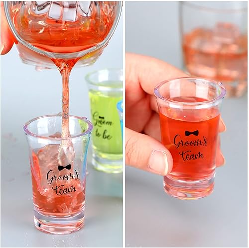 Miniatura 3 de Juego de 26 vasos de acrílico transparente para fiesta 12 onzas recuerdos de boda vasos de chupito para invitados despedida de soltera vasos de