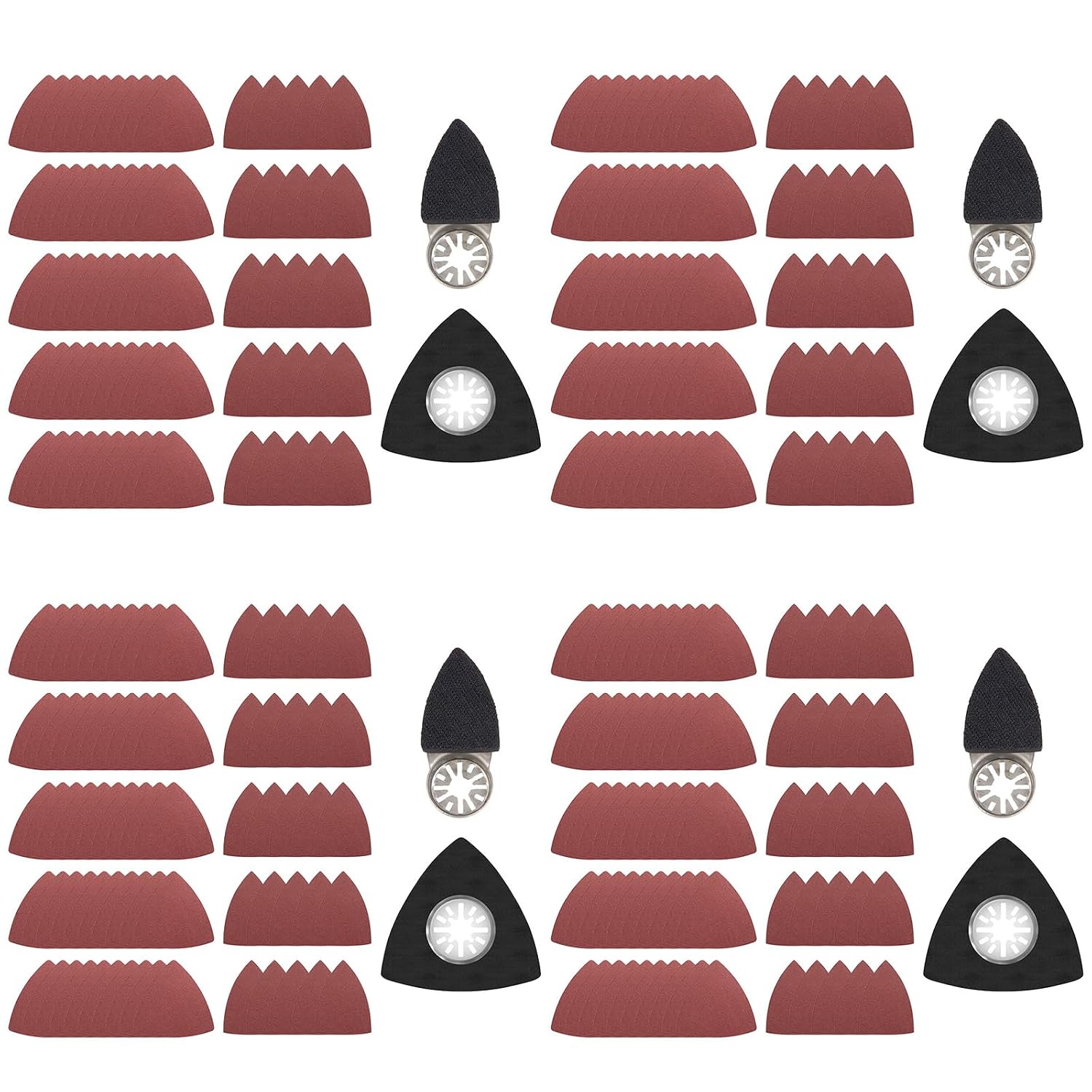 308PCS Oscillating Tool Sanding Pad Kit Aluminum Oxide Sandpaper Set with Triangle and Finger Sanding Pad for Wood Plastic Stone Glass