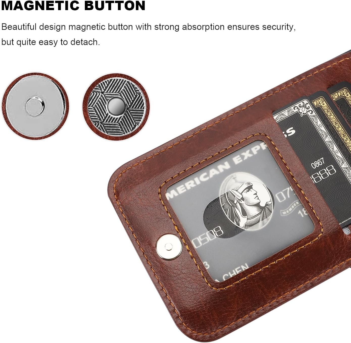 KIHUWEY for iPhone 15 Pro Max Case Wallet Compatible with MagSafe Wireless Charging, Credit Card Holder, RFID Flip Leather Magnetic Clasp Kickstand Heavy Duty Protective Cover 6.7 Inch (Brown)