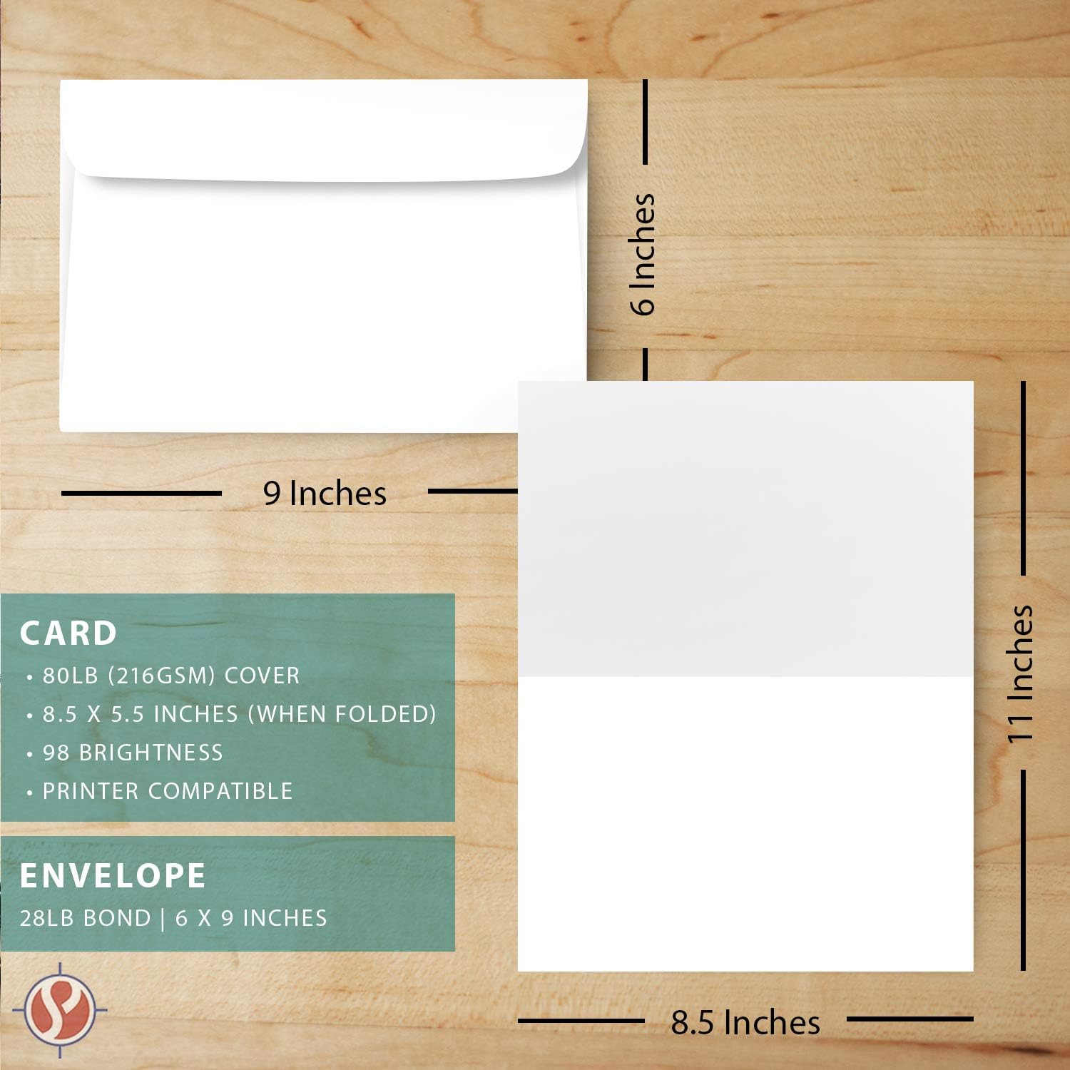 Big Blank Scored Folding Cards Set – 8.5 x 11” White Cardstock and 6 x 9” Envelopes | Perfect for Business Greetings, Invitations, Bridal Shower, Birthday, Weddings | Bulk 50 Cards and 50 Envelopes